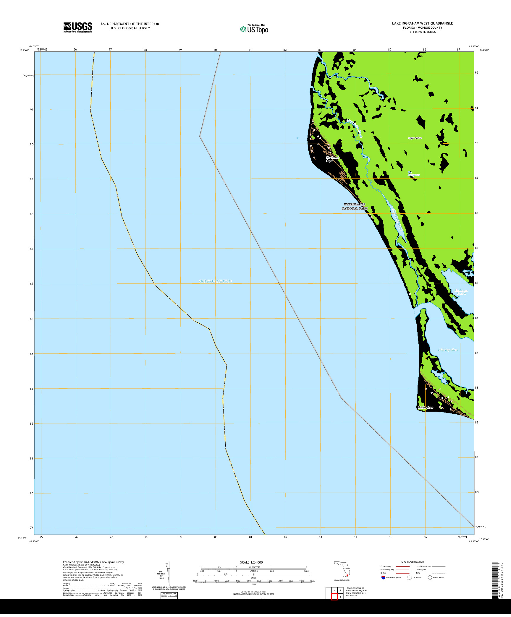USGS US TOPO 7.5-MINUTE MAP FOR LAKE INGRAHAM WEST, FL 2021
