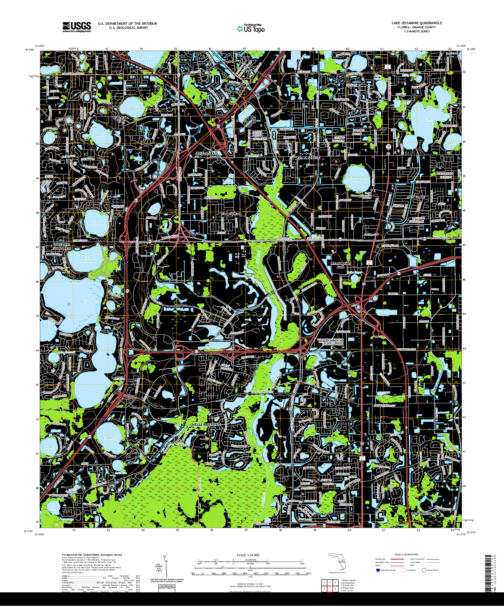 USGS US TOPO 7.5-MINUTE MAP FOR LAKE JESSAMINE, FL 2021