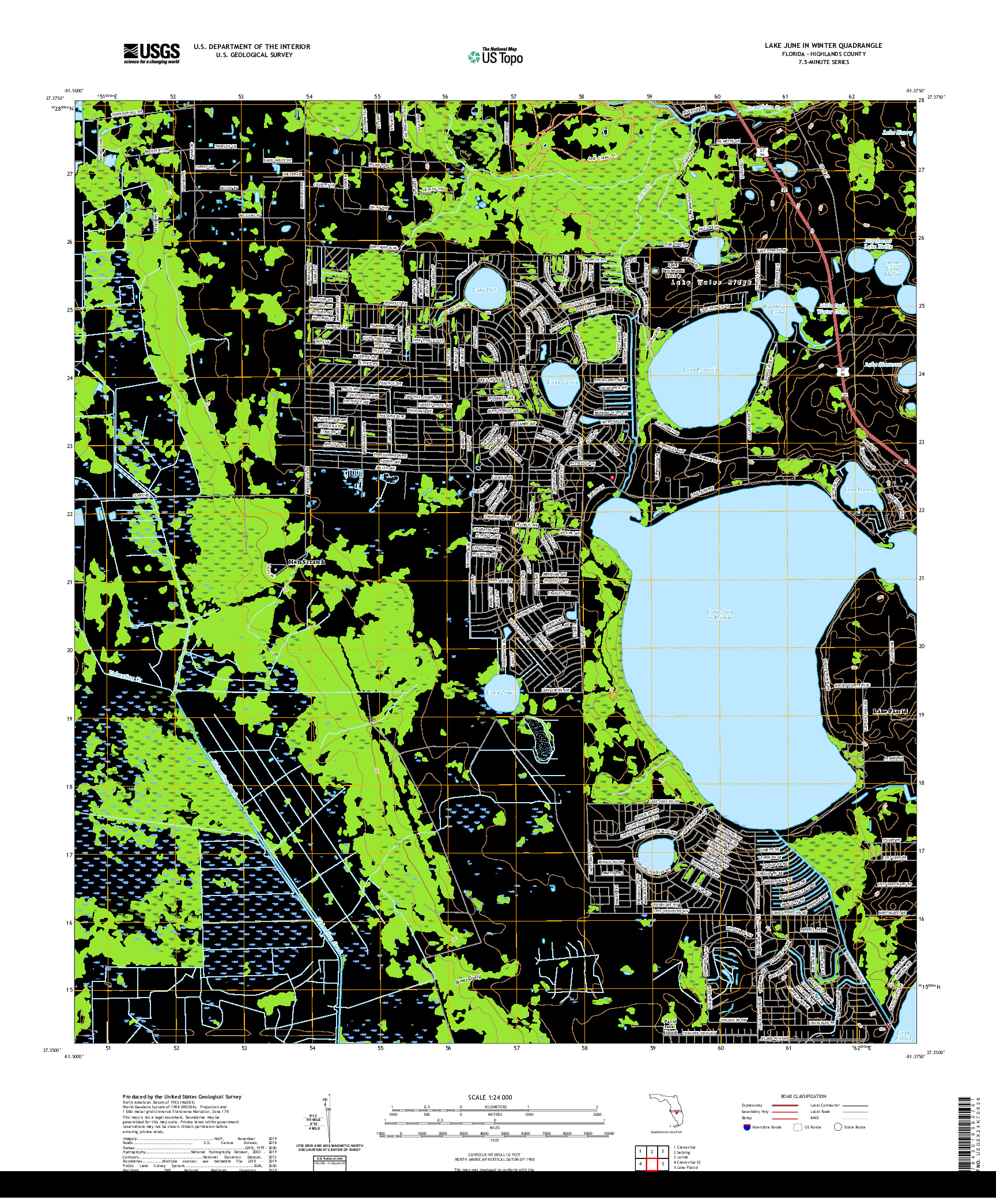 USGS US TOPO 7.5-MINUTE MAP FOR LAKE JUNE IN WINTER, FL 2021