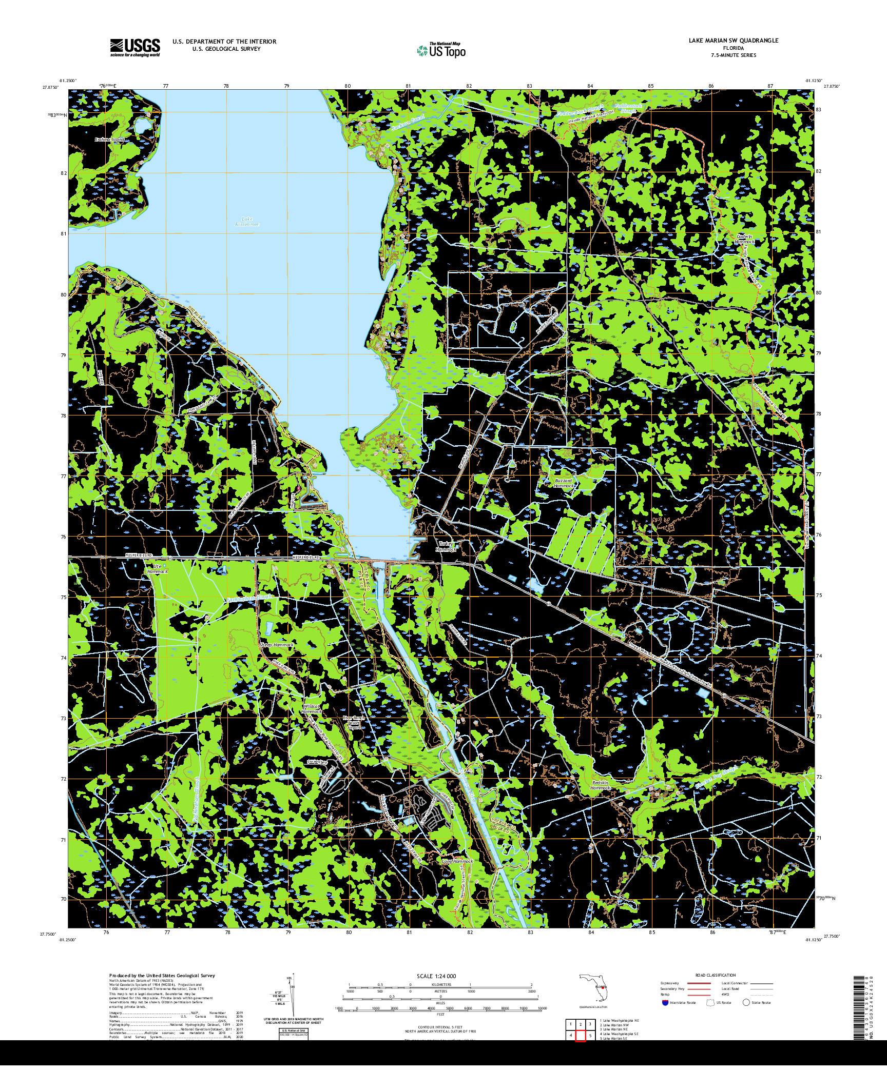 USGS US TOPO 7.5-MINUTE MAP FOR LAKE MARIAN SW, FL 2021