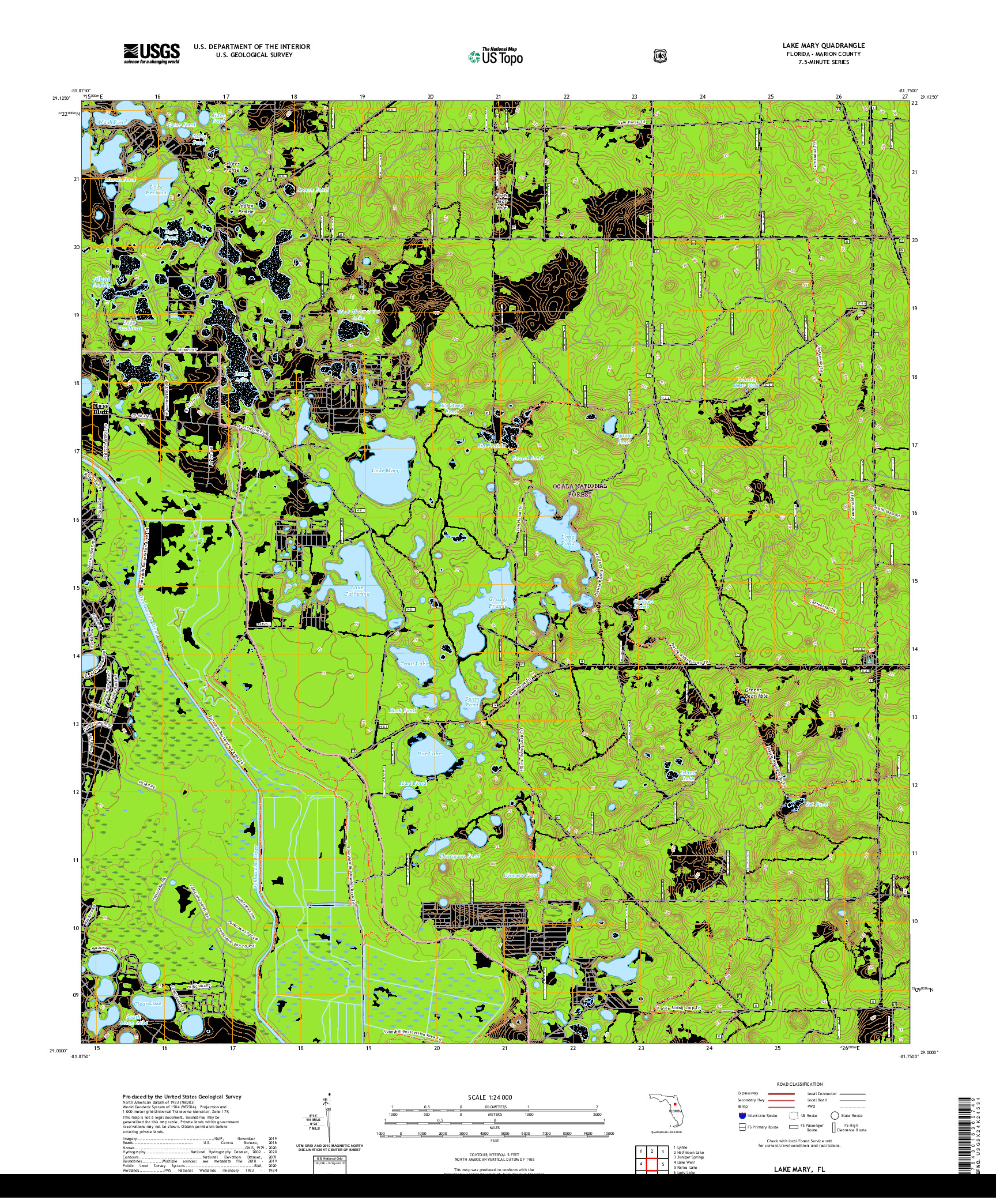 USGS US TOPO 7.5-MINUTE MAP FOR LAKE MARY, FL 2021