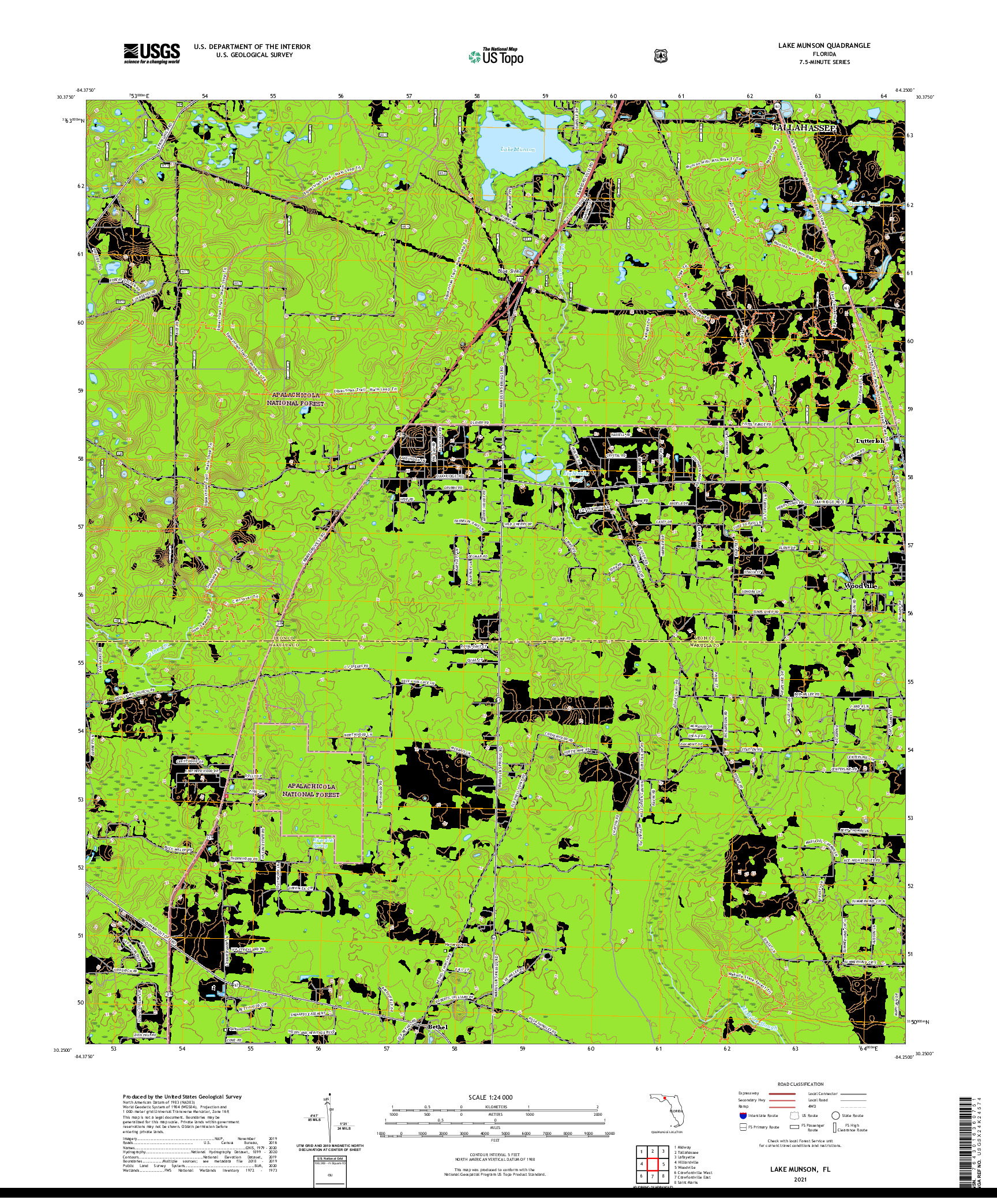 USGS US TOPO 7.5-MINUTE MAP FOR LAKE MUNSON, FL 2021