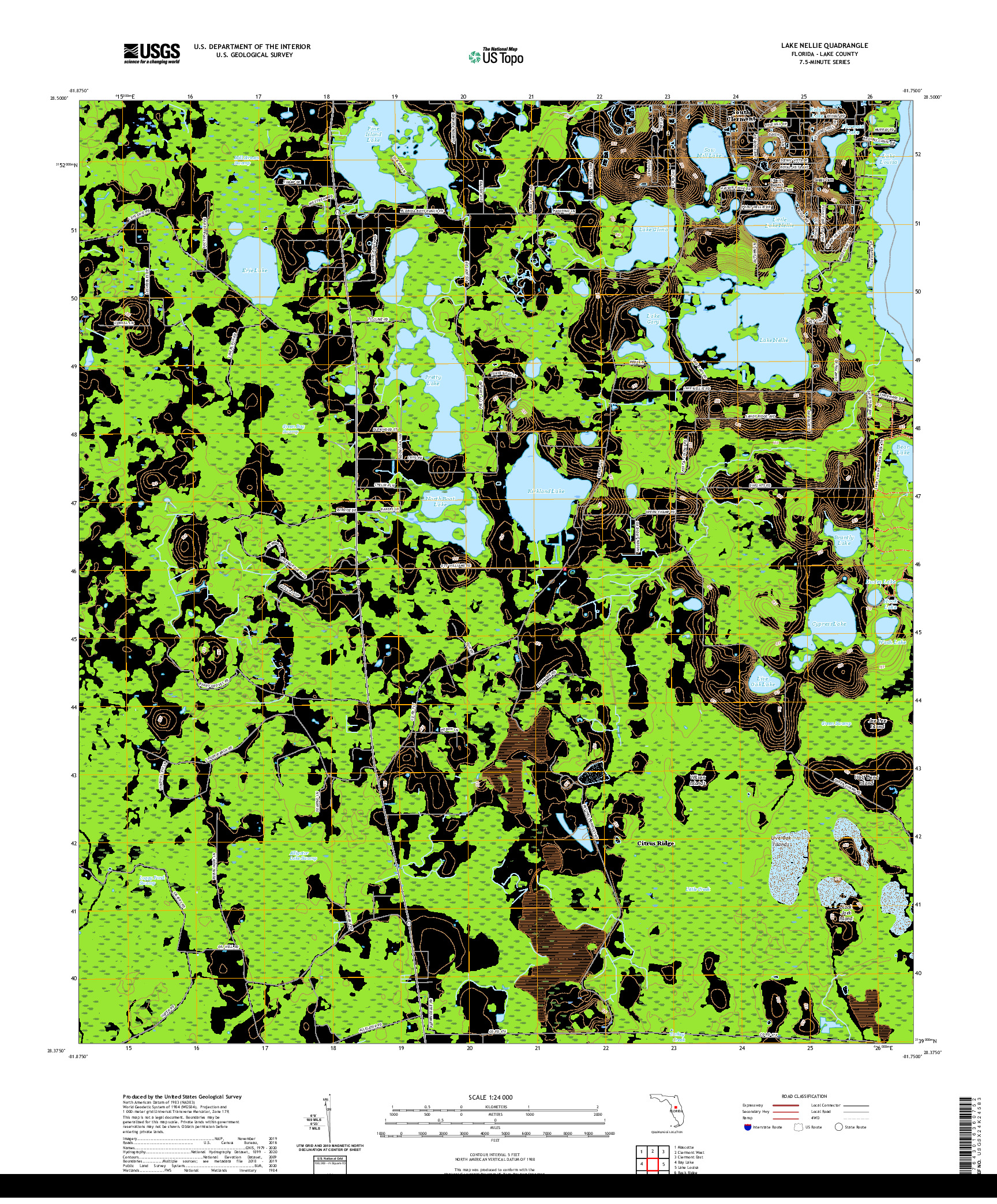 USGS US TOPO 7.5-MINUTE MAP FOR LAKE NELLIE, FL 2021