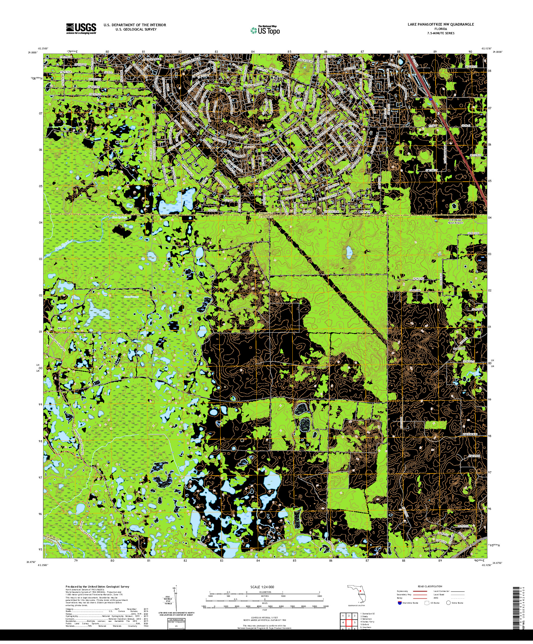 USGS US TOPO 7.5-MINUTE MAP FOR LAKE PANASOFFKEE NW, FL 2021