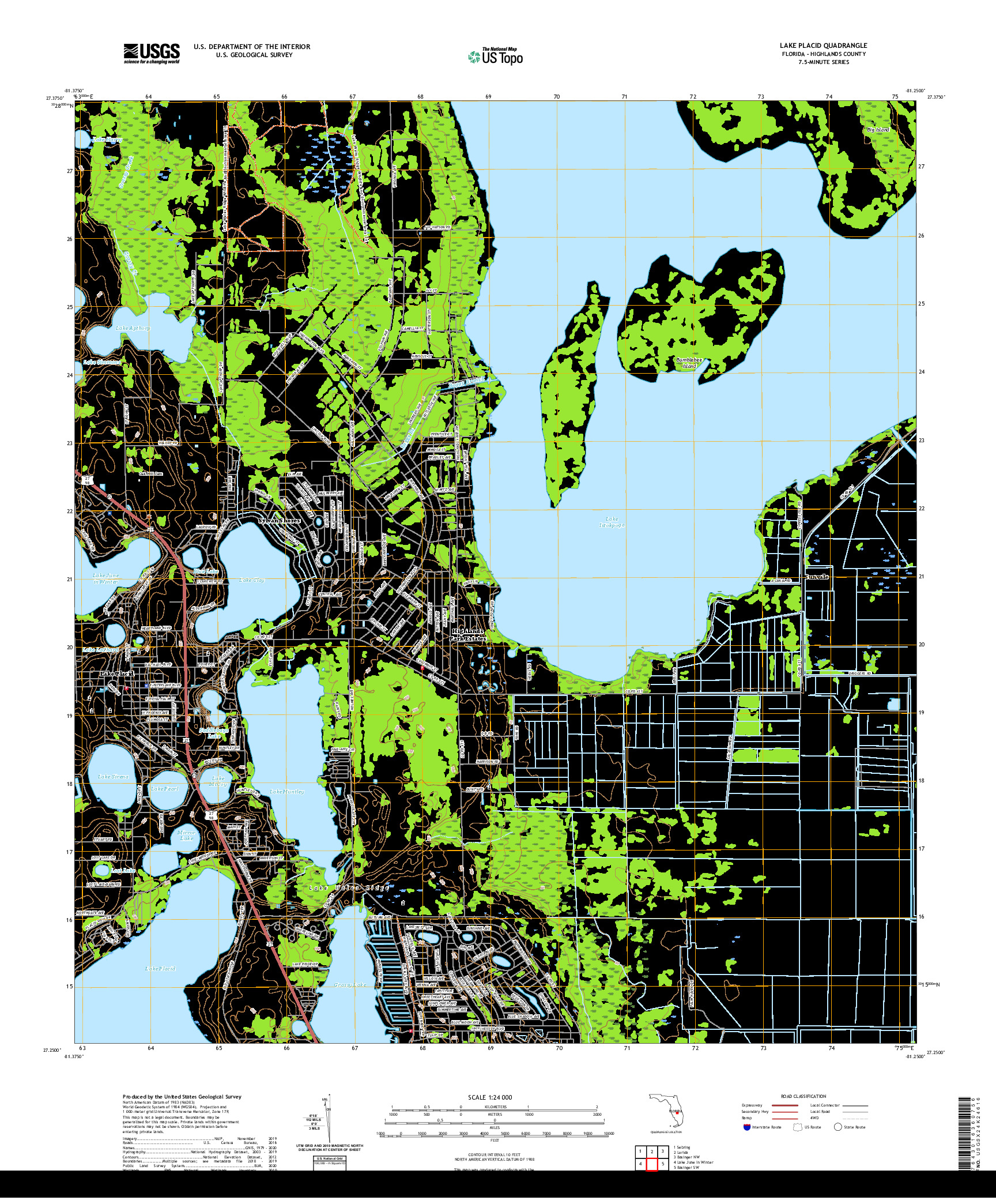 USGS US TOPO 7.5-MINUTE MAP FOR LAKE PLACID, FL 2021