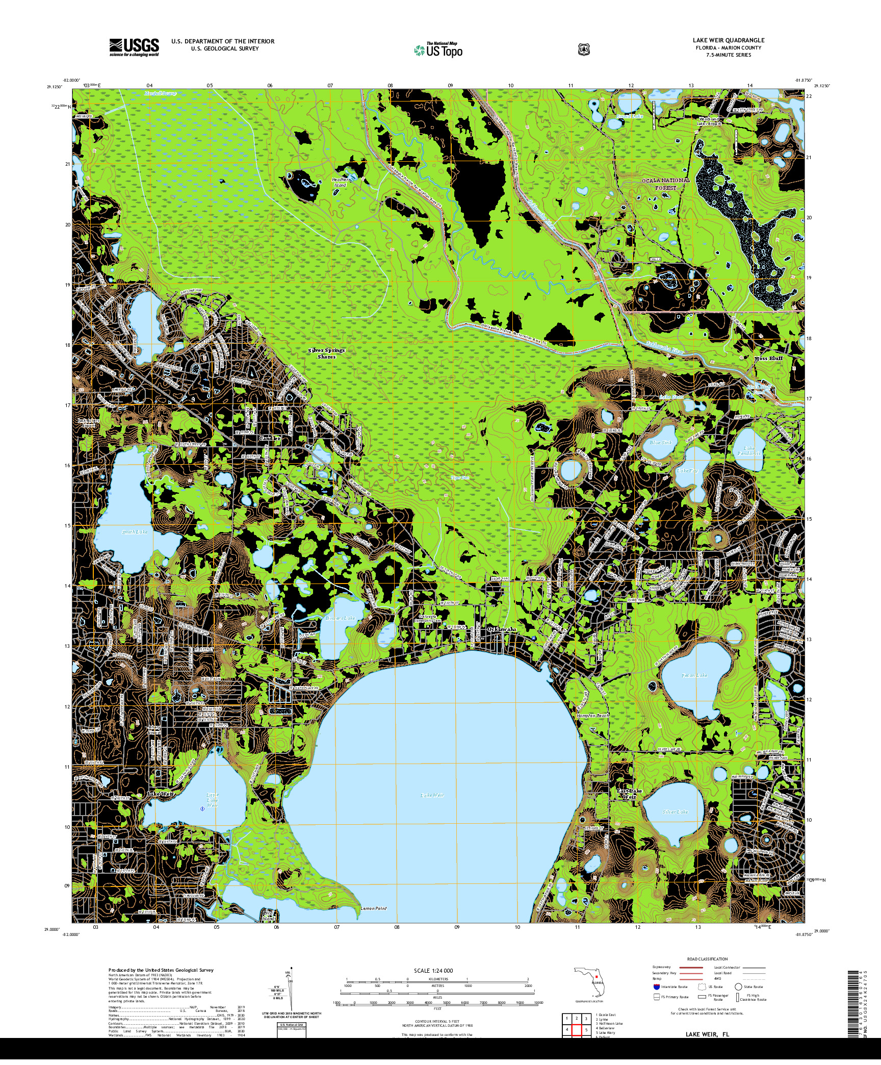 USGS US TOPO 7.5-MINUTE MAP FOR LAKE WEIR, FL 2021