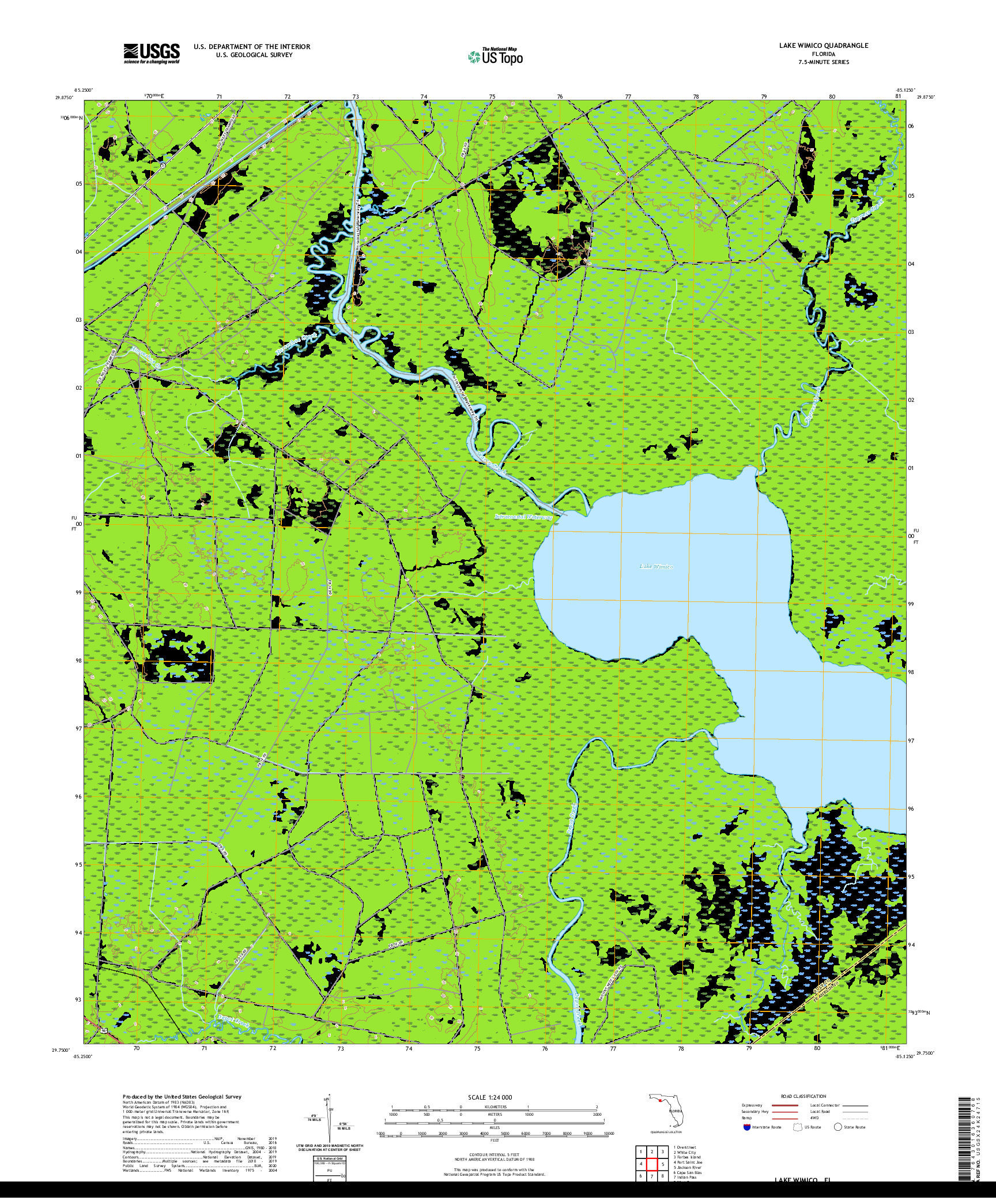 USGS US TOPO 7.5-MINUTE MAP FOR LAKE WIMICO, FL 2021