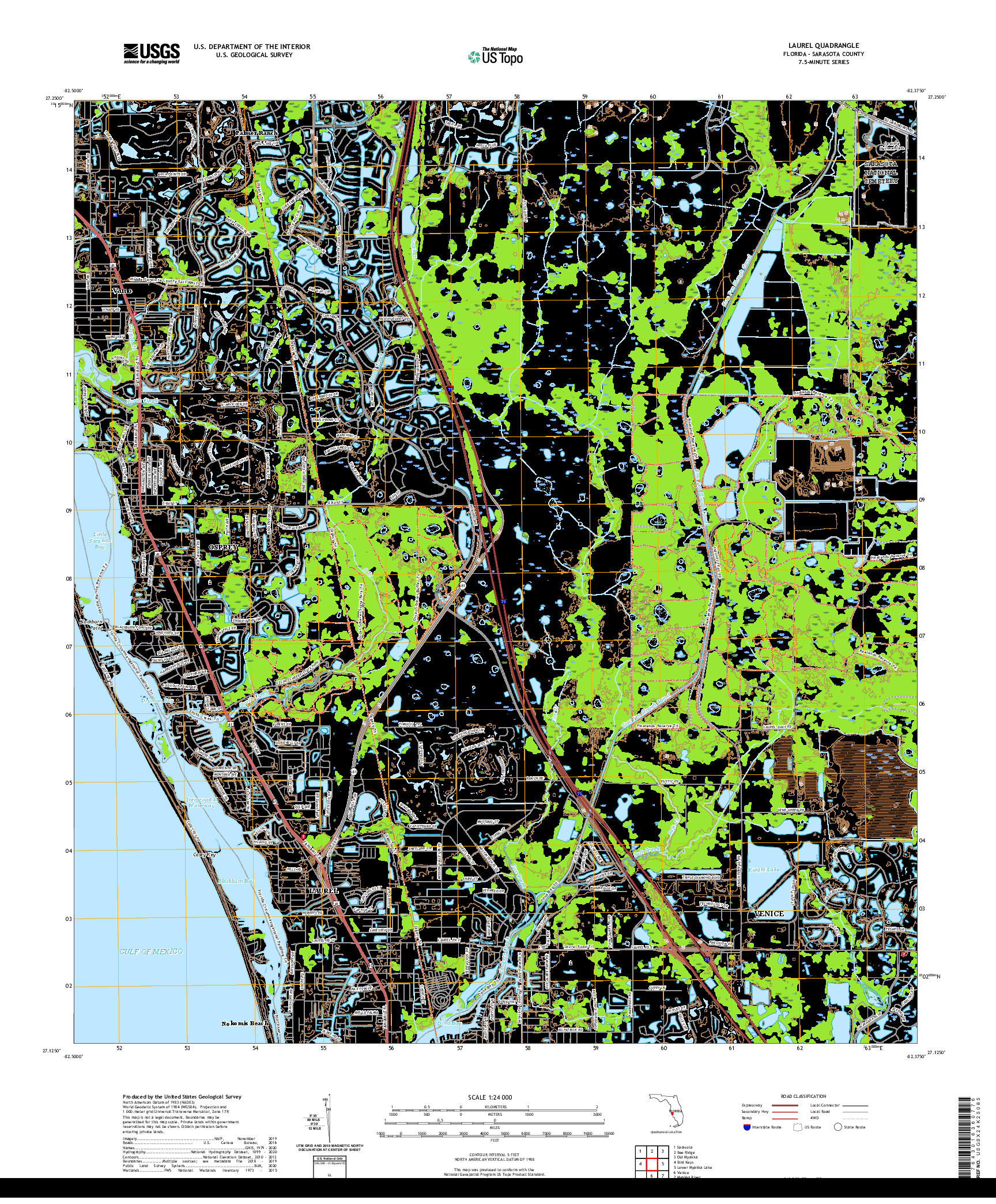USGS US TOPO 7.5-MINUTE MAP FOR LAUREL, FL 2021