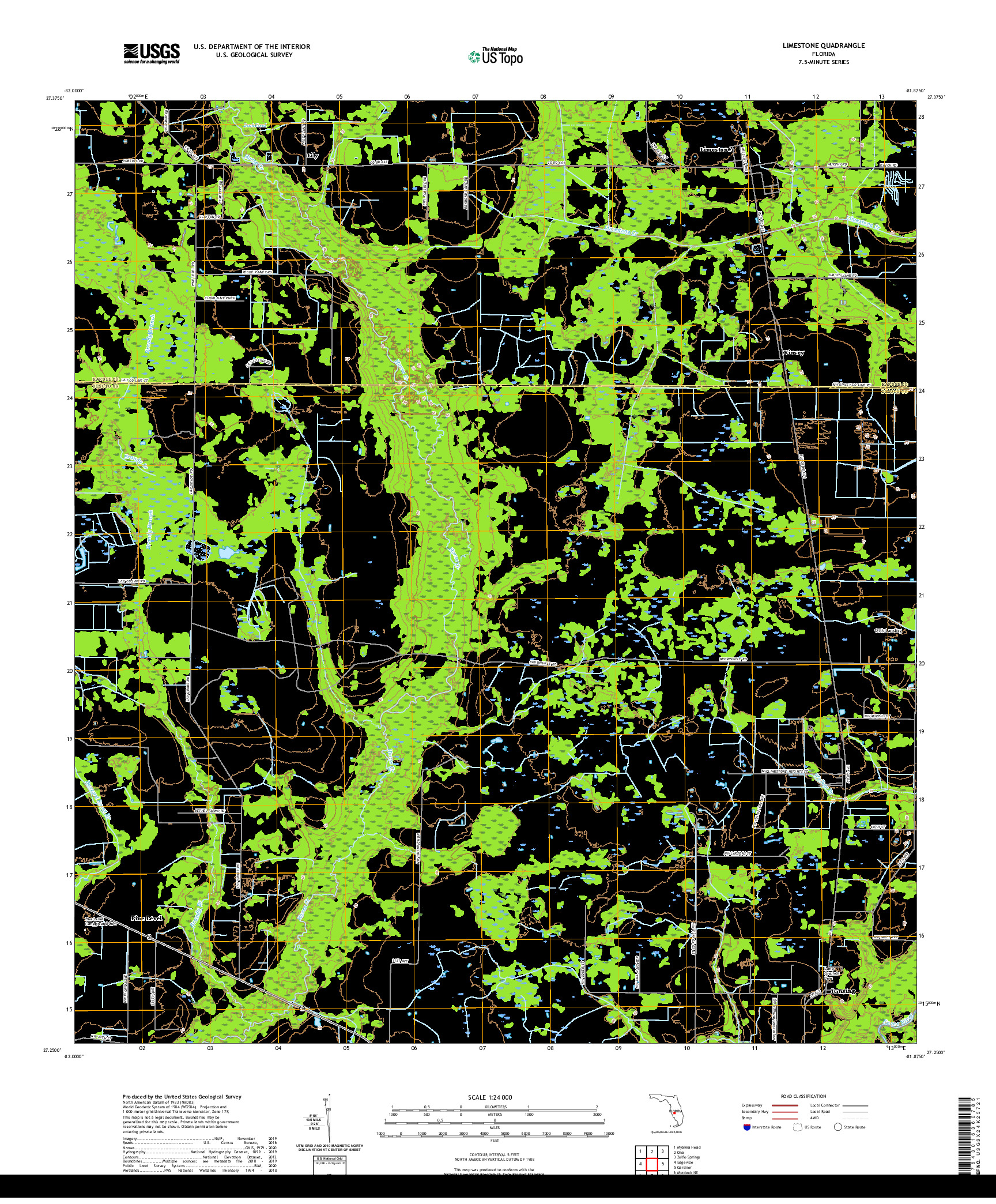 USGS US TOPO 7.5-MINUTE MAP FOR LIMESTONE, FL 2021