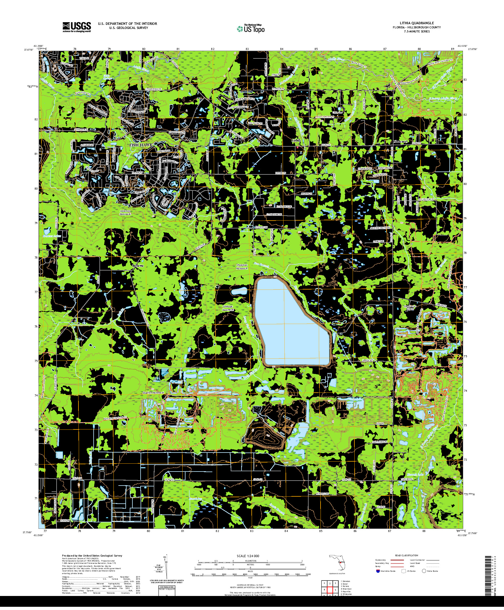 USGS US TOPO 7.5-MINUTE MAP FOR LITHIA, FL 2021