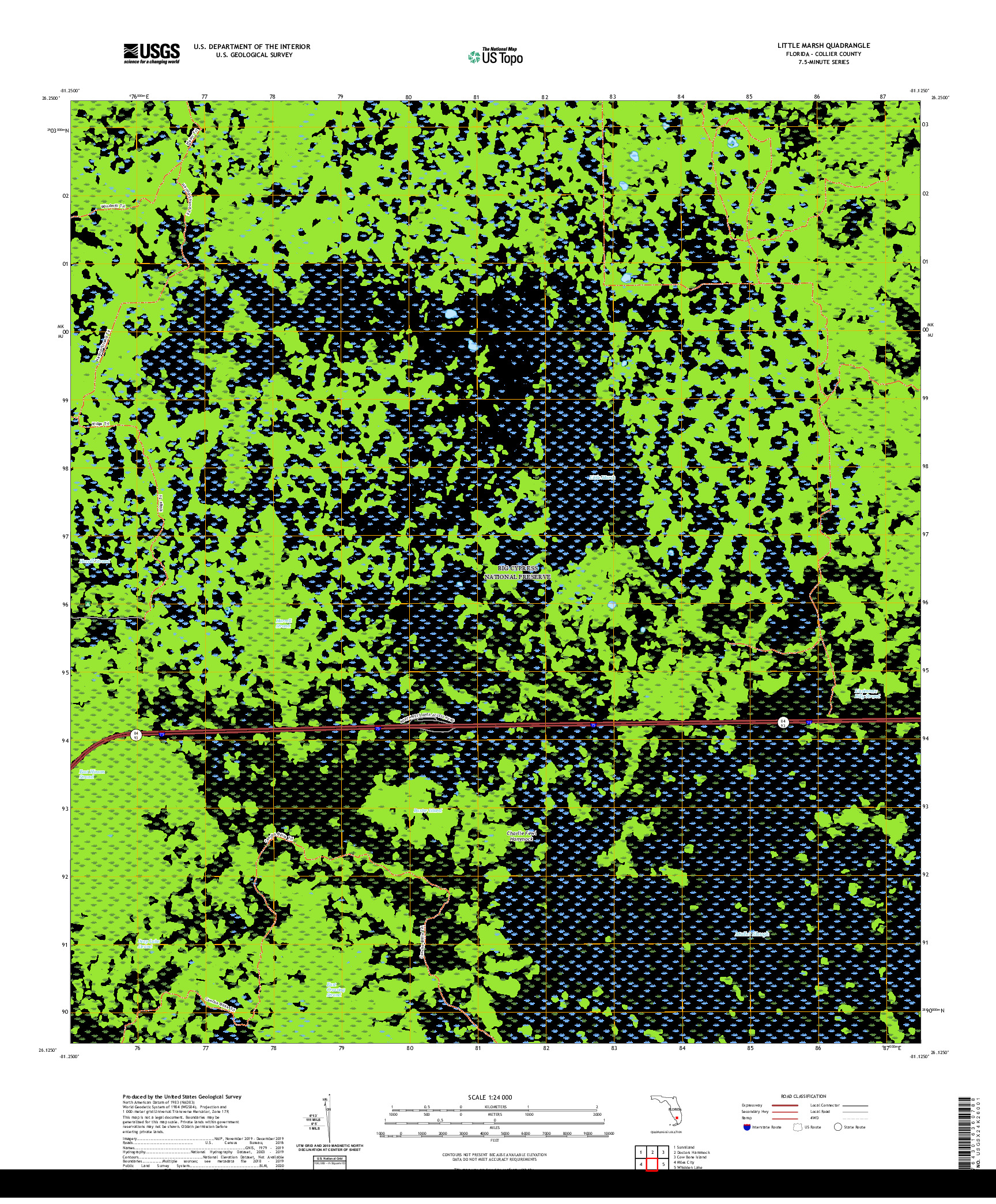 USGS US TOPO 7.5-MINUTE MAP FOR LITTLE MARSH, FL 2021