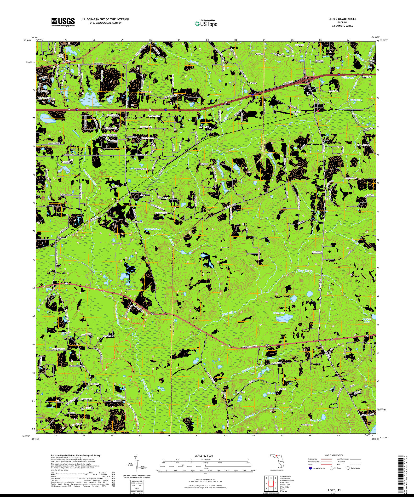 USGS US TOPO 7.5-MINUTE MAP FOR LLOYD, FL 2021