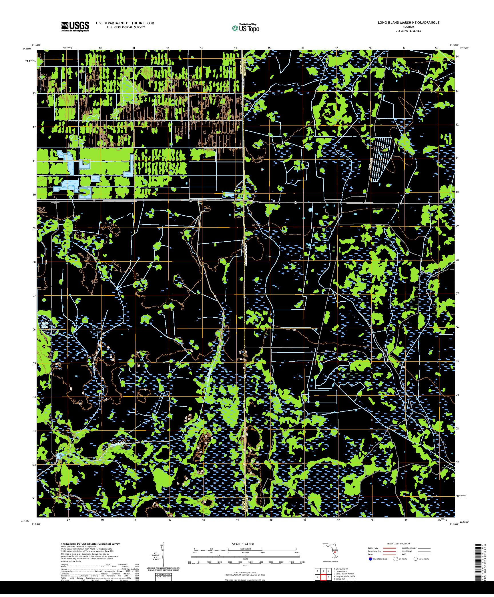 USGS US TOPO 7.5-MINUTE MAP FOR LONG ISLAND MARSH NE, FL 2021