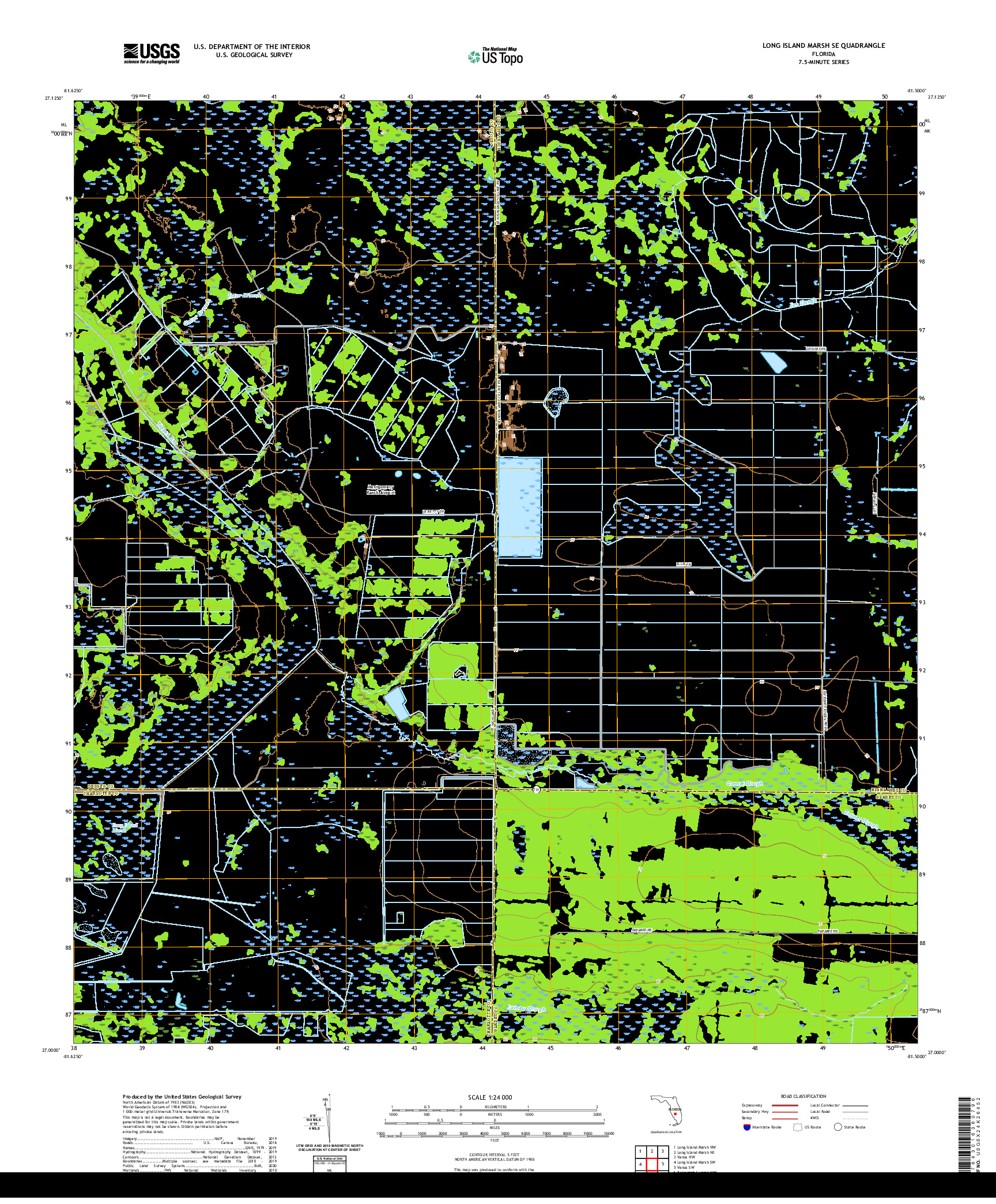 USGS US TOPO 7.5-MINUTE MAP FOR LONG ISLAND MARSH SE, FL 2021