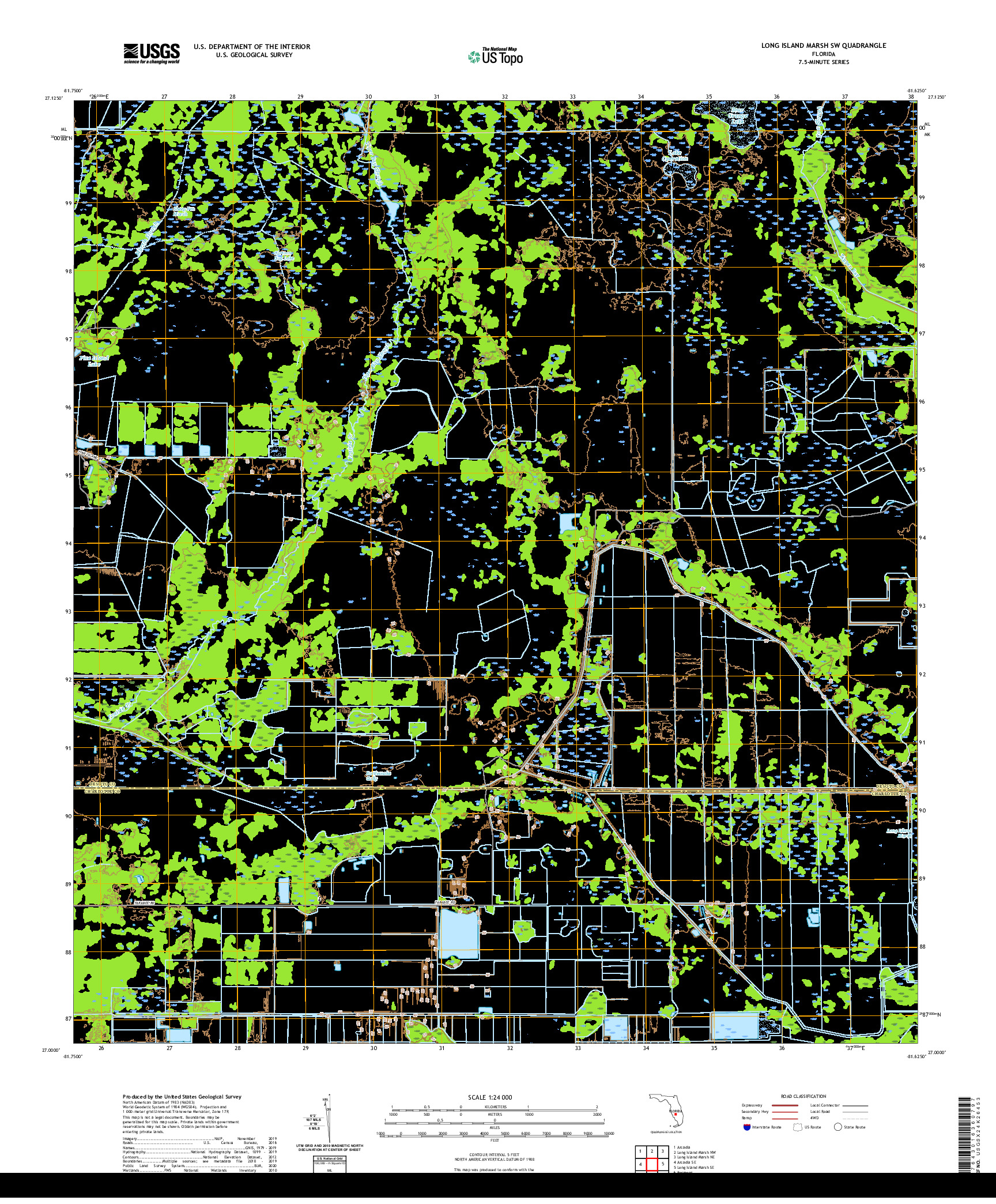 USGS US TOPO 7.5-MINUTE MAP FOR LONG ISLAND MARSH SW, FL 2021