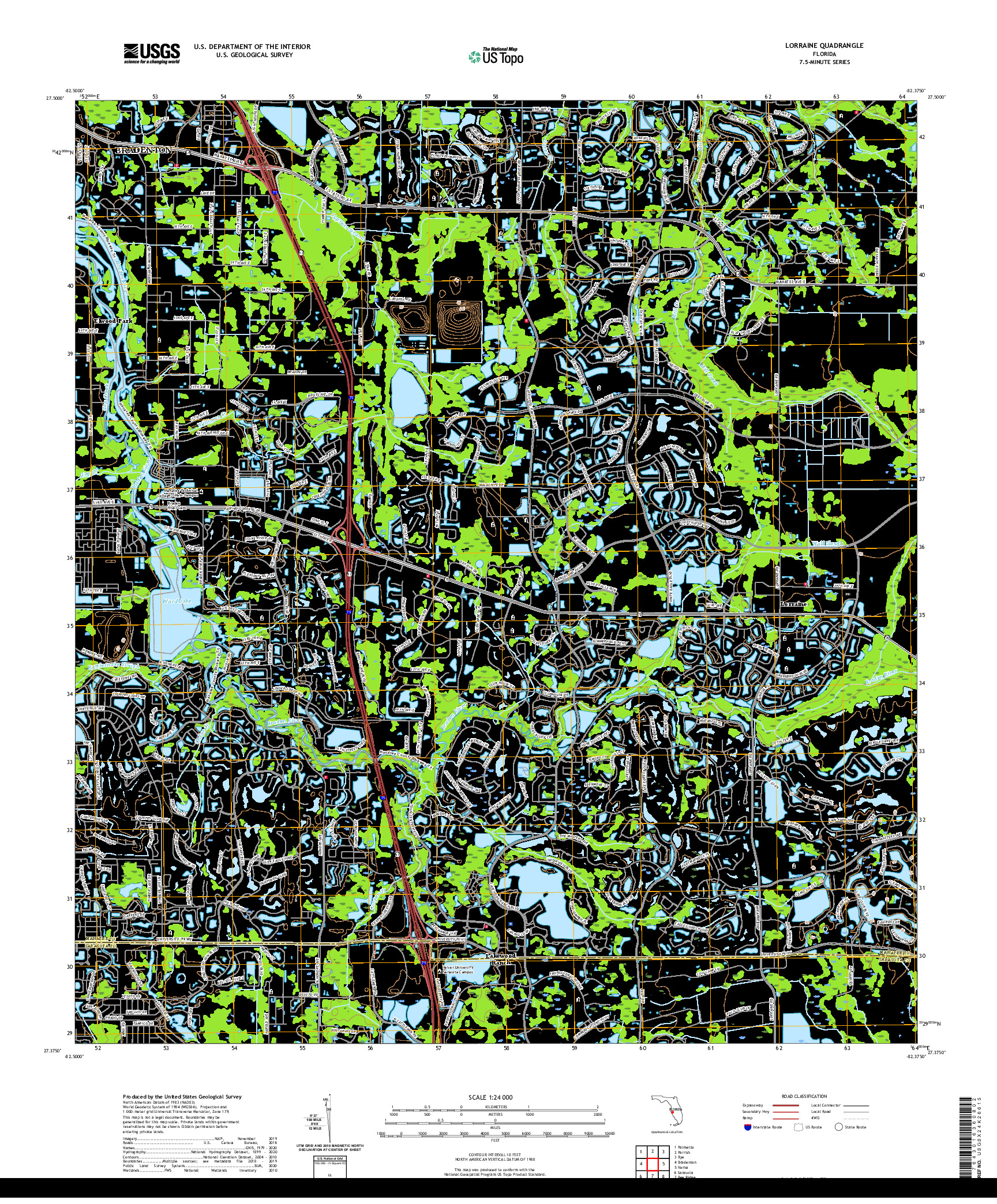 USGS US TOPO 7.5-MINUTE MAP FOR LORRAINE, FL 2021