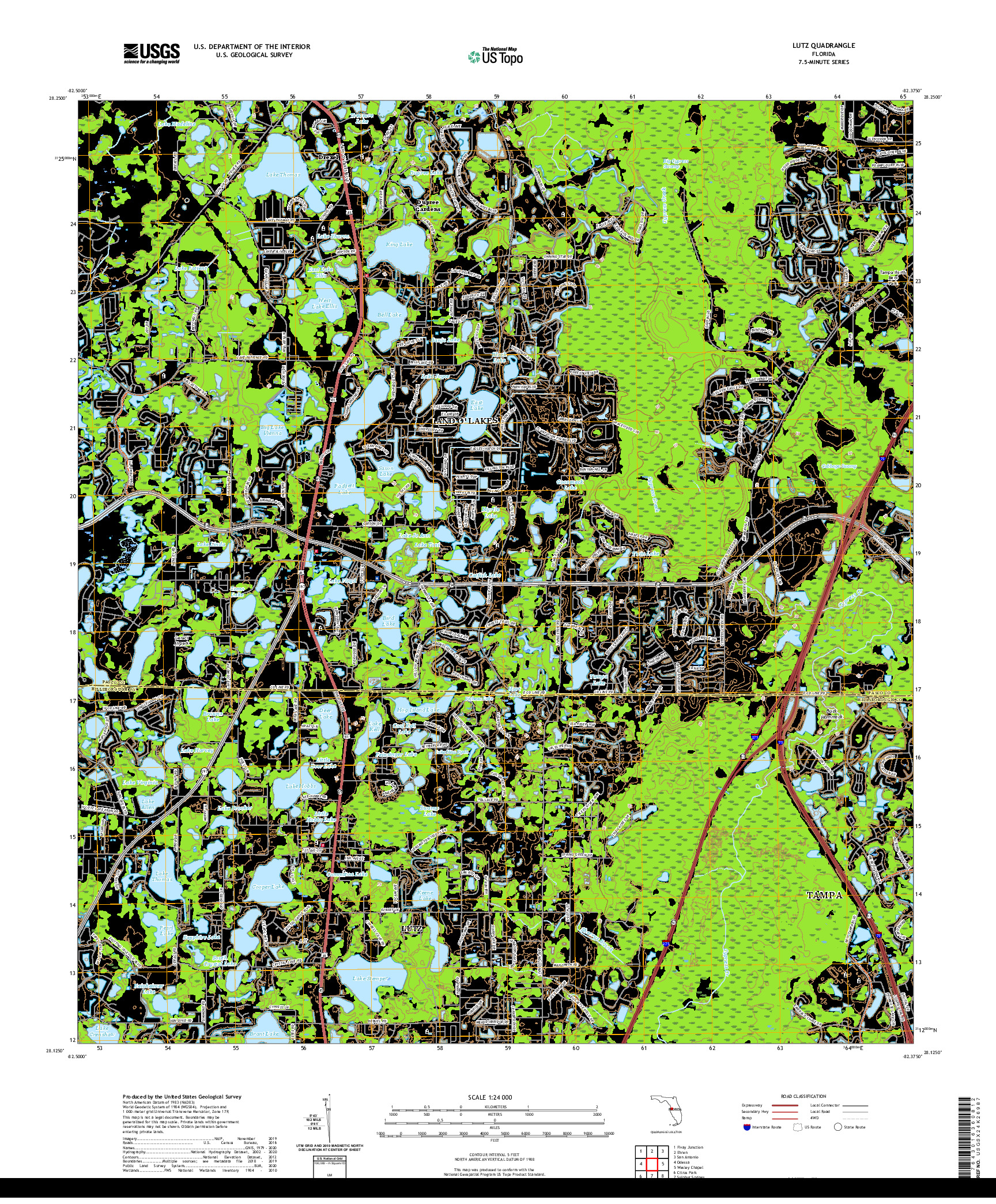 USGS US TOPO 7.5-MINUTE MAP FOR LUTZ, FL 2021