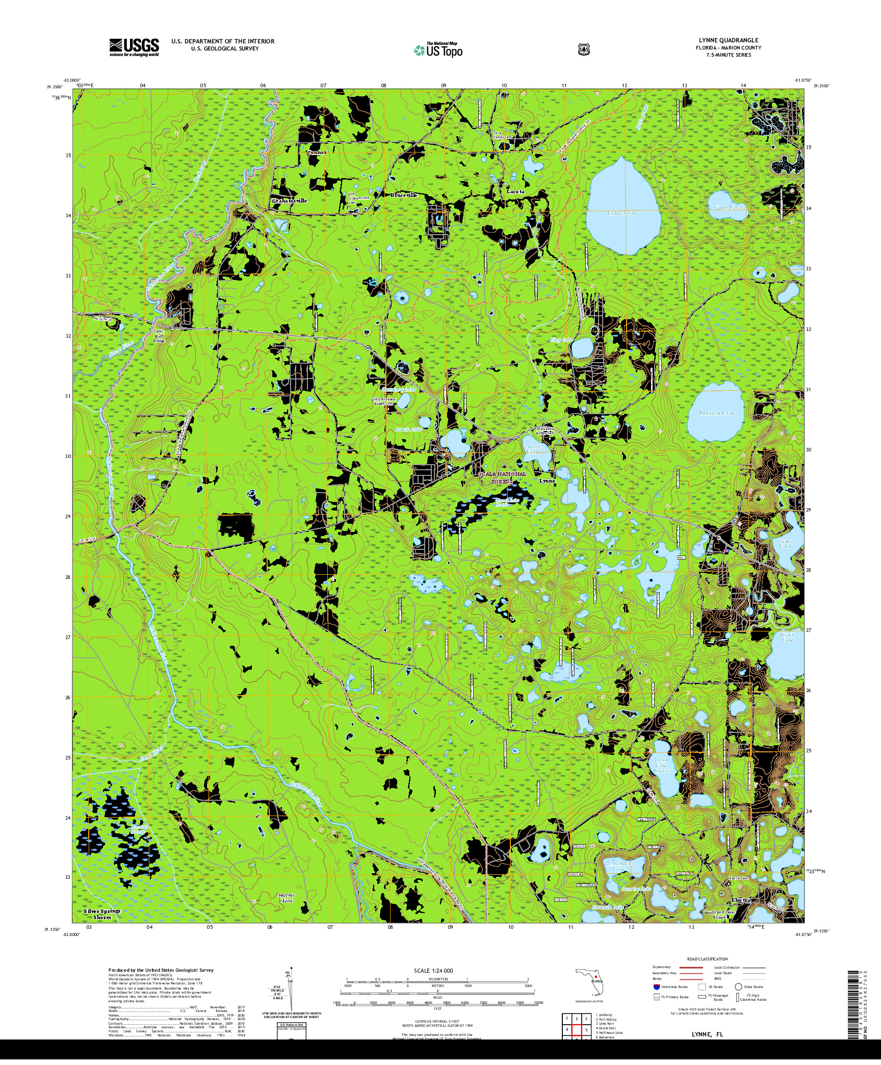 USGS US TOPO 7.5-MINUTE MAP FOR LYNNE, FL 2021