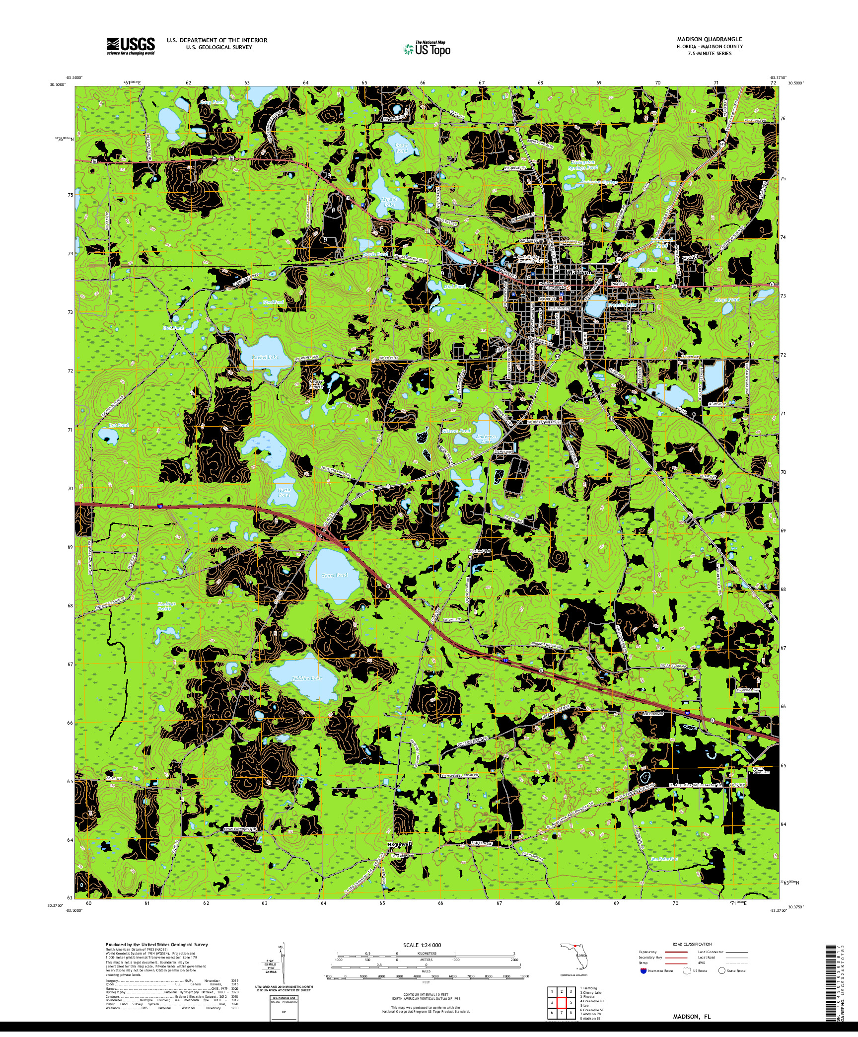 USGS US TOPO 7.5-MINUTE MAP FOR MADISON, FL 2021