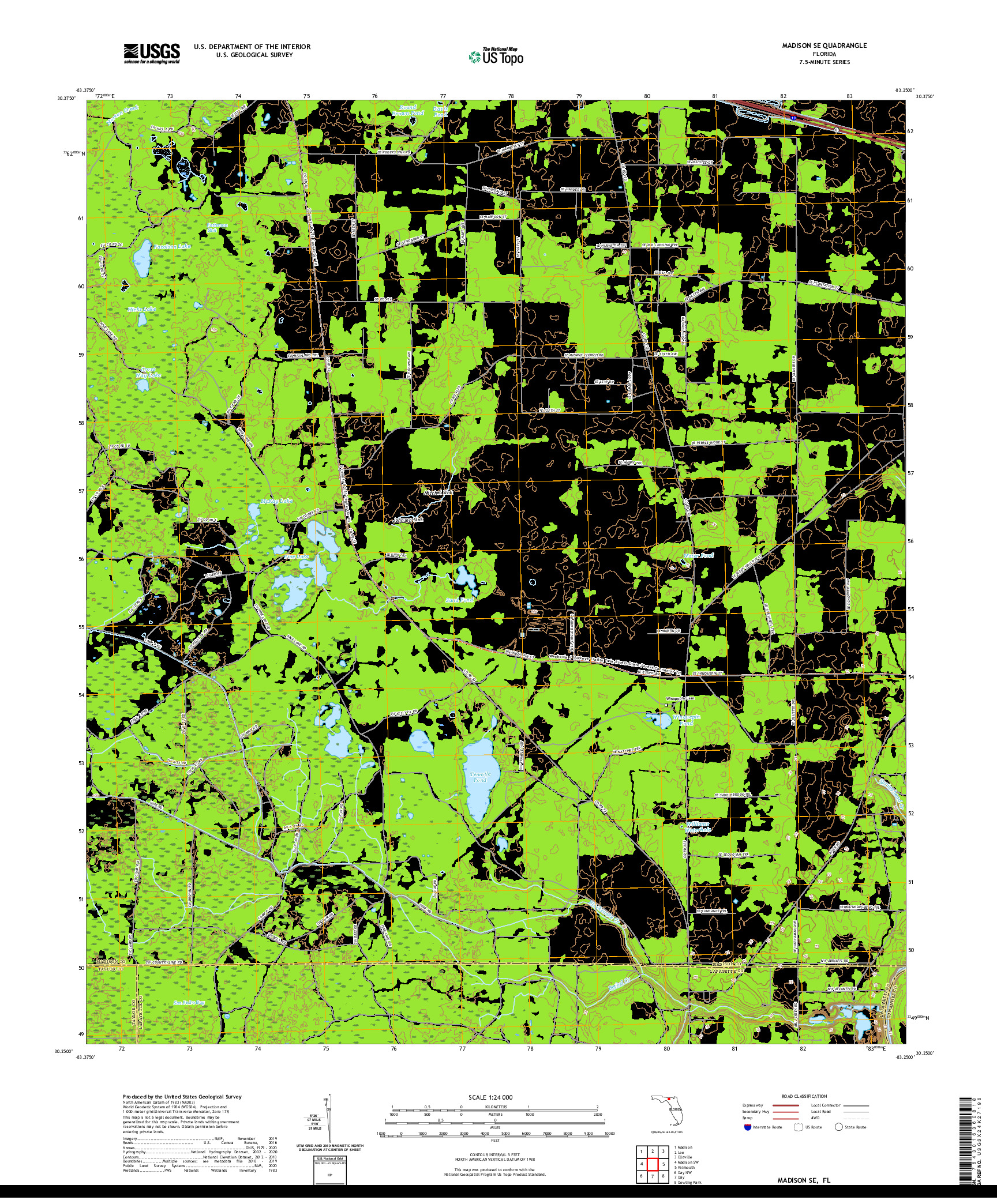 USGS US TOPO 7.5-MINUTE MAP FOR MADISON SE, FL 2021