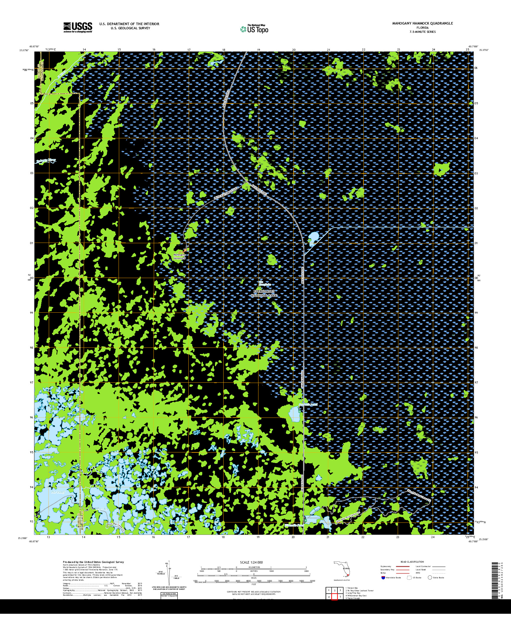 USGS US TOPO 7.5-MINUTE MAP FOR MAHOGANY HAMMOCK, FL 2021