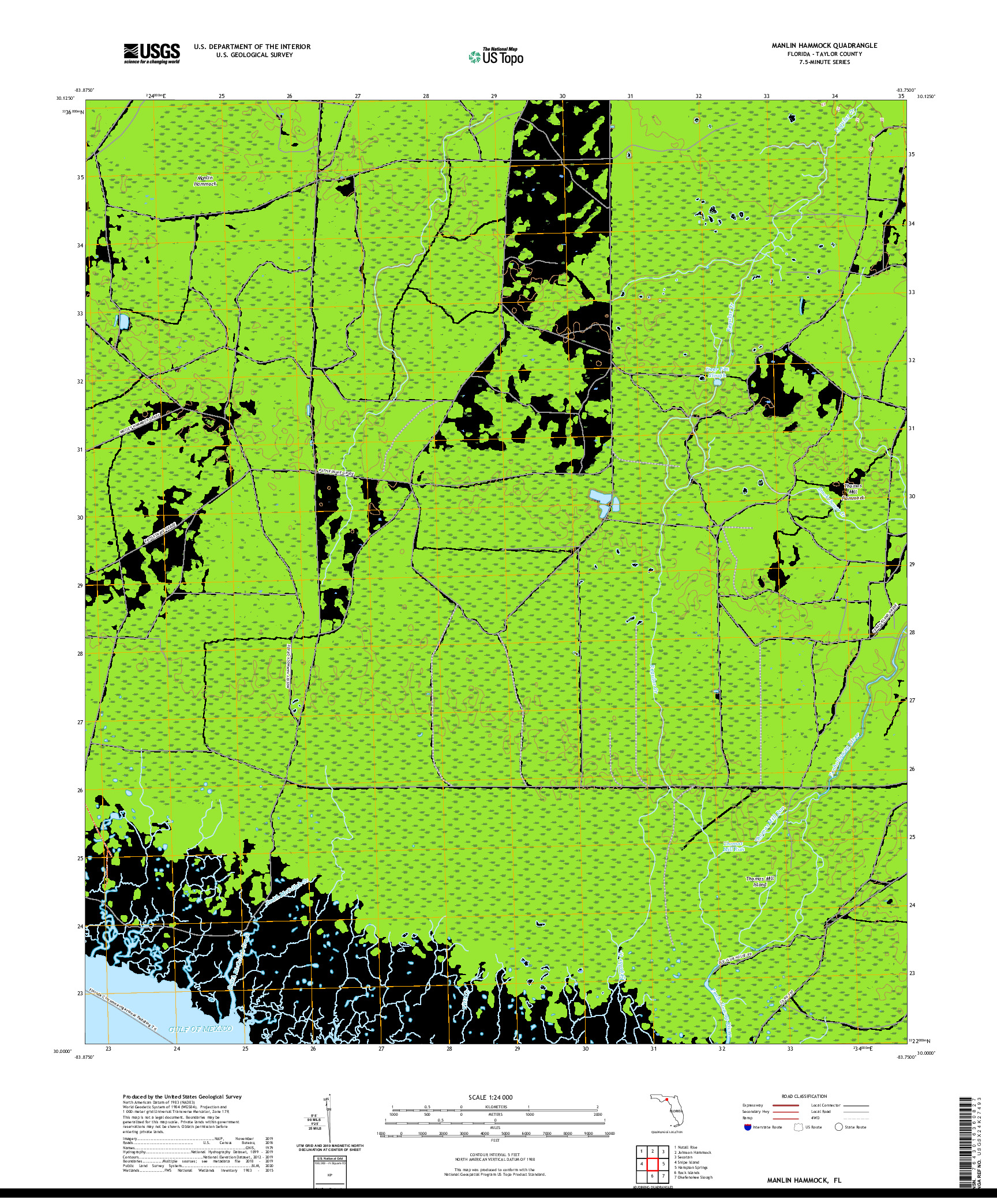 USGS US TOPO 7.5-MINUTE MAP FOR MANLIN HAMMOCK, FL 2021