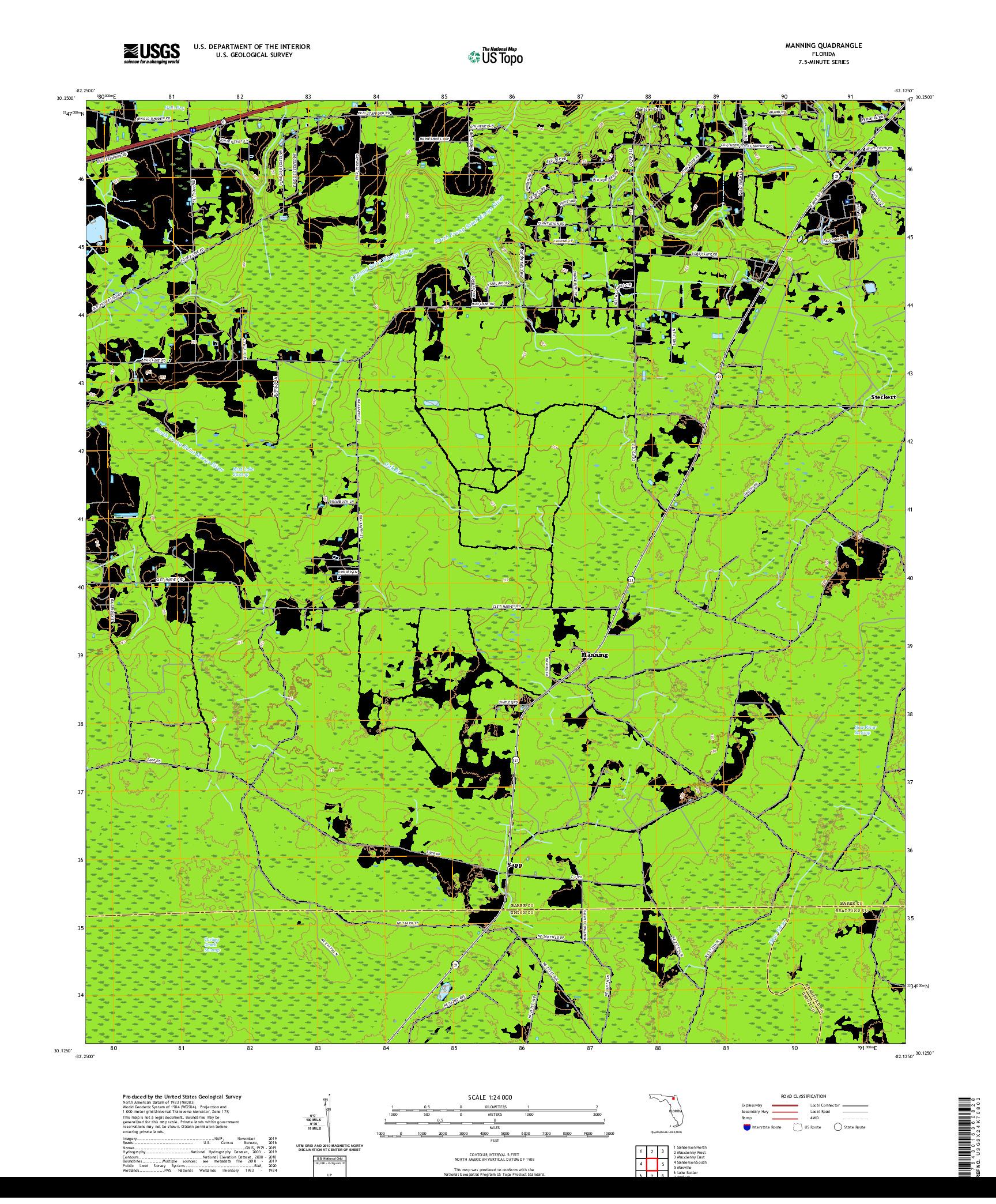 USGS US TOPO 7.5-MINUTE MAP FOR MANNING, FL 2021