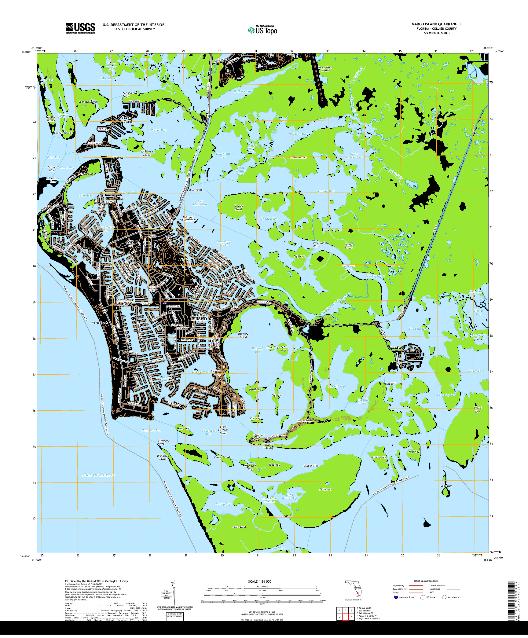 USGS US TOPO 7.5-MINUTE MAP FOR MARCO ISLAND, FL 2021