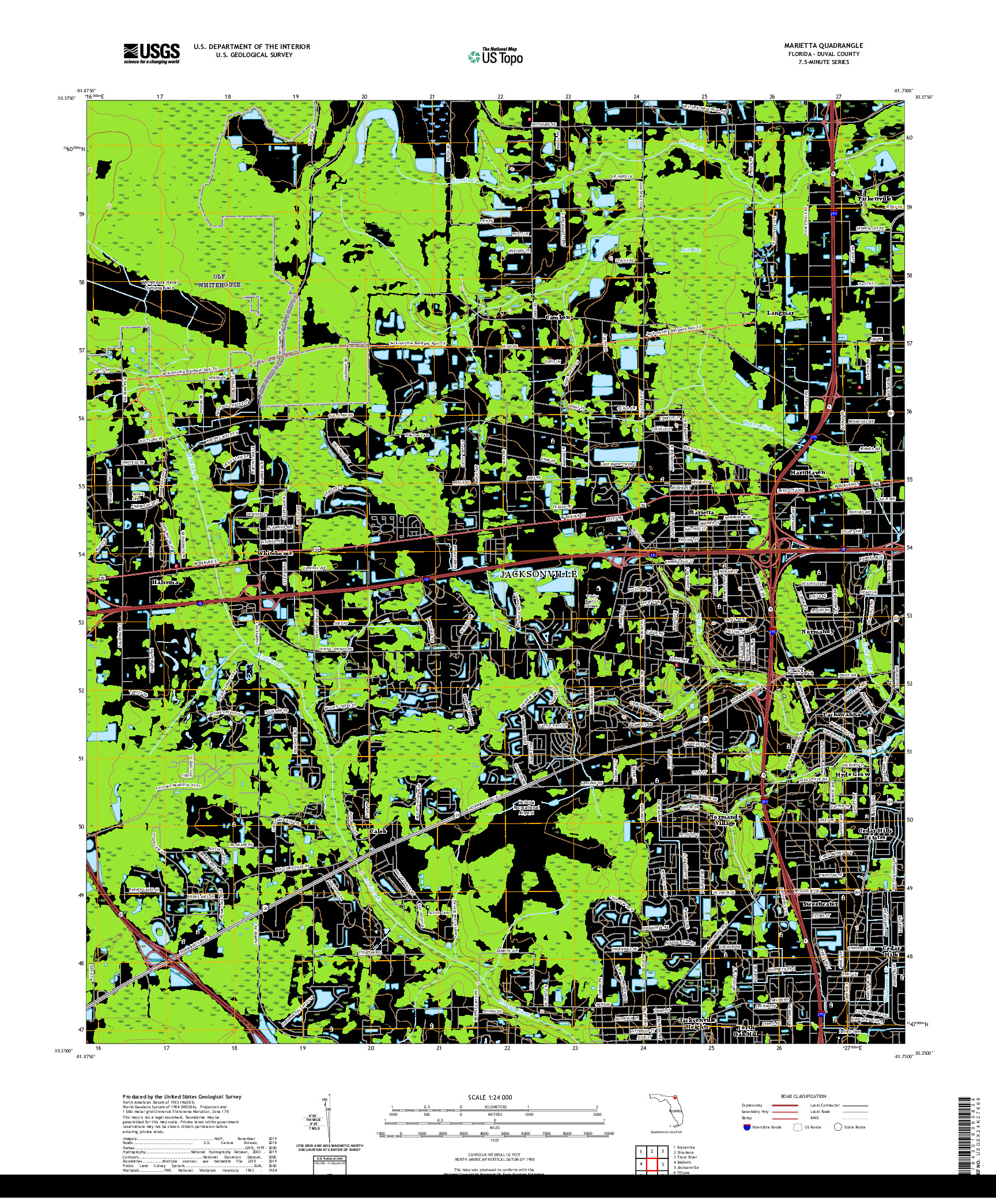 USGS US TOPO 7.5-MINUTE MAP FOR MARIETTA, FL 2021