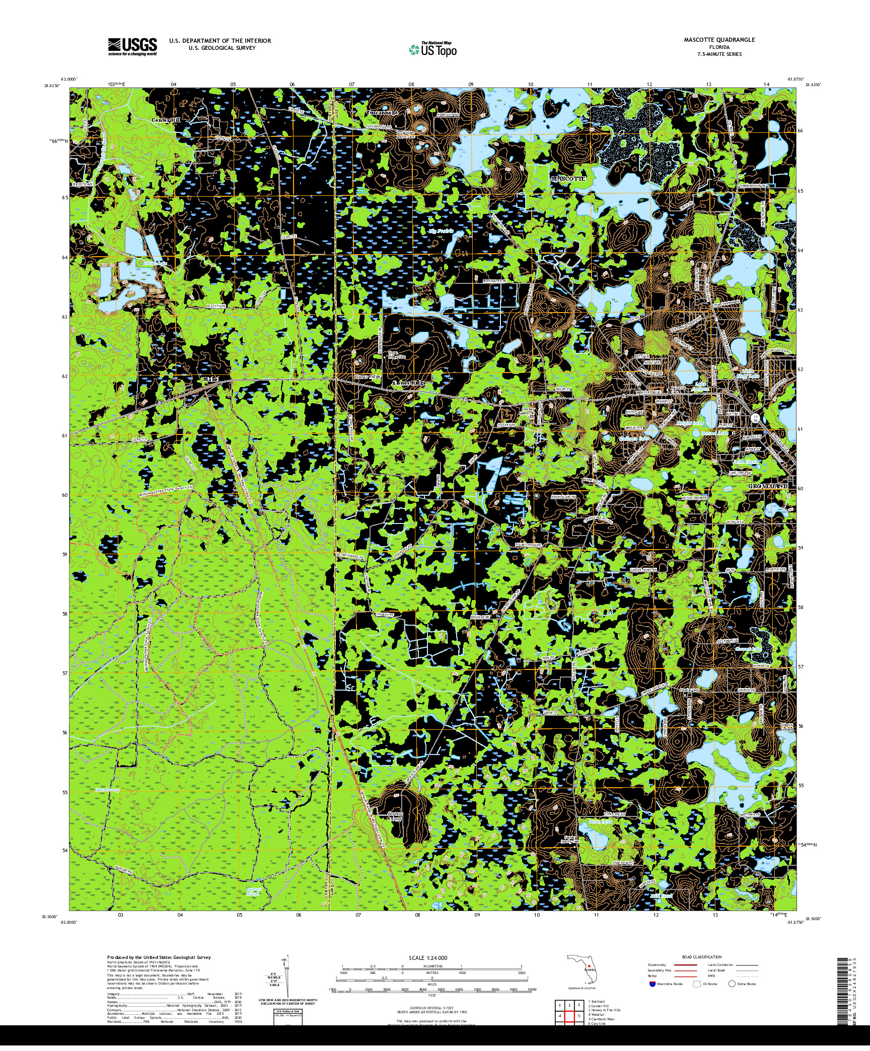 USGS US TOPO 7.5-MINUTE MAP FOR MASCOTTE, FL 2021