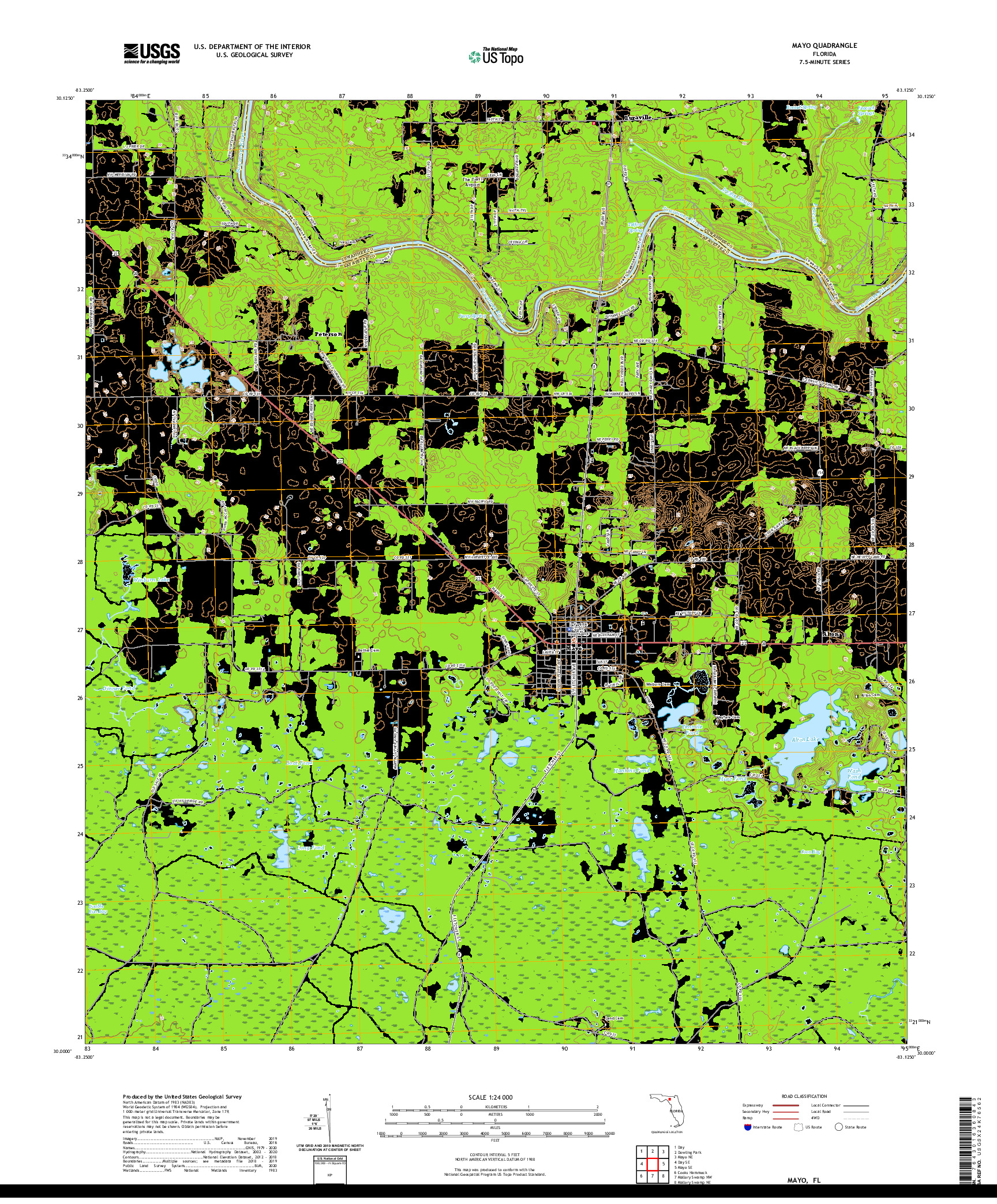 USGS US TOPO 7.5-MINUTE MAP FOR MAYO, FL 2021