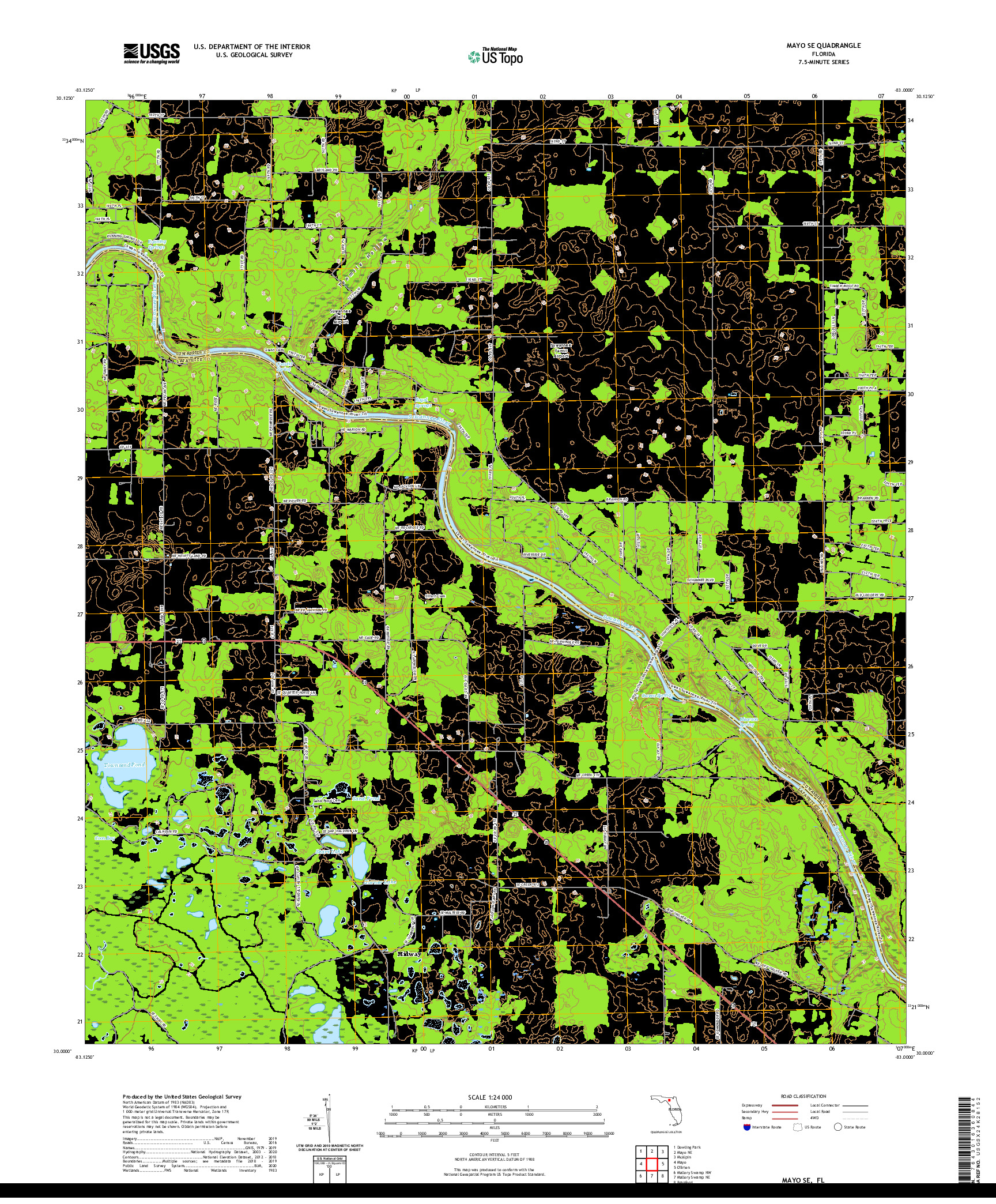 USGS US TOPO 7.5-MINUTE MAP FOR MAYO SE, FL 2021