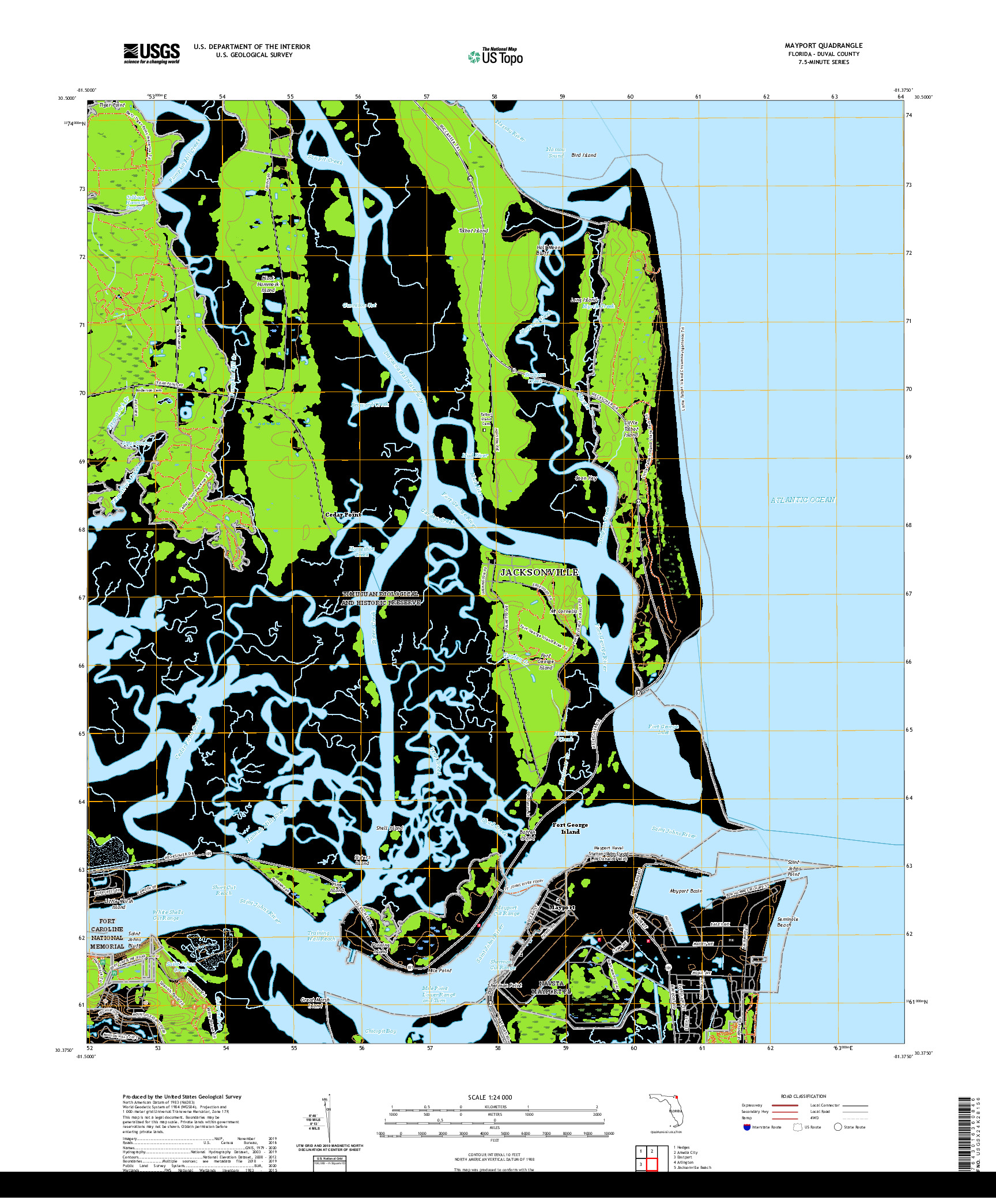 USGS US TOPO 7.5-MINUTE MAP FOR MAYPORT, FL 2021