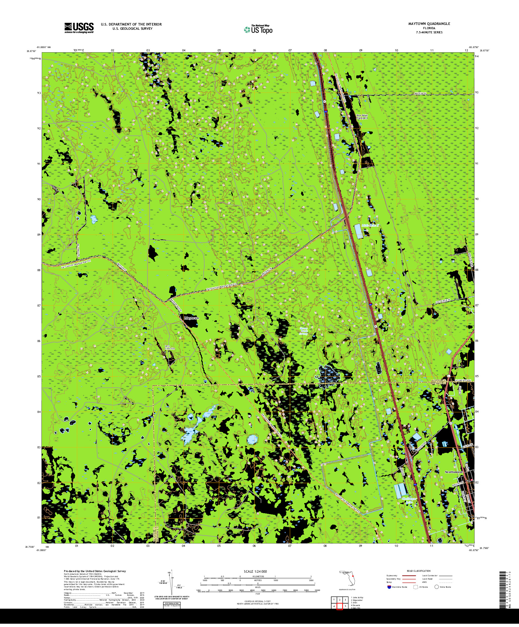 USGS US TOPO 7.5-MINUTE MAP FOR MAYTOWN, FL 2021