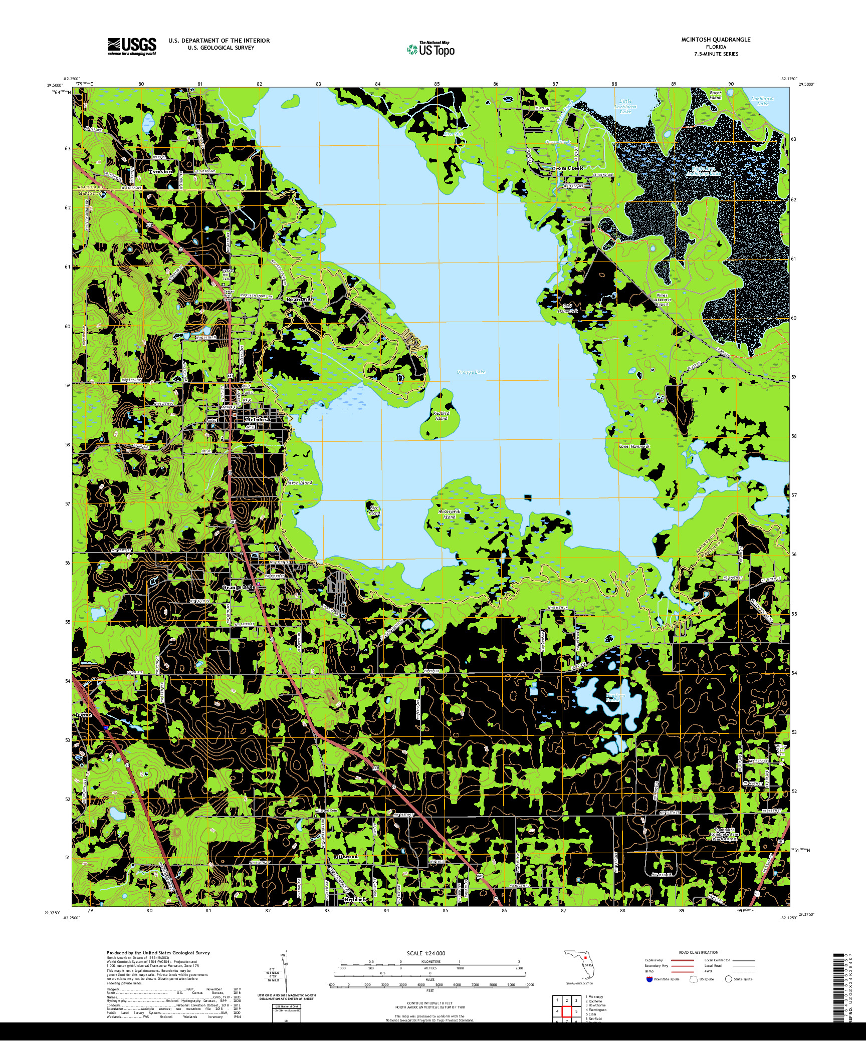 USGS US TOPO 7.5-MINUTE MAP FOR MCINTOSH, FL 2021