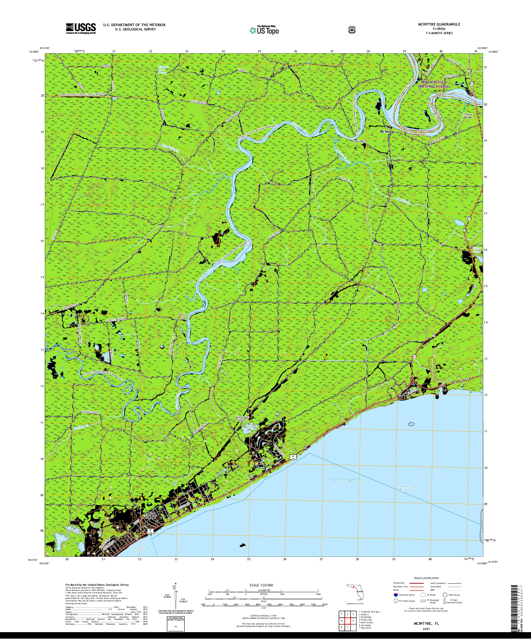 USGS US TOPO 7.5-MINUTE MAP FOR MCINTYRE, FL 2021