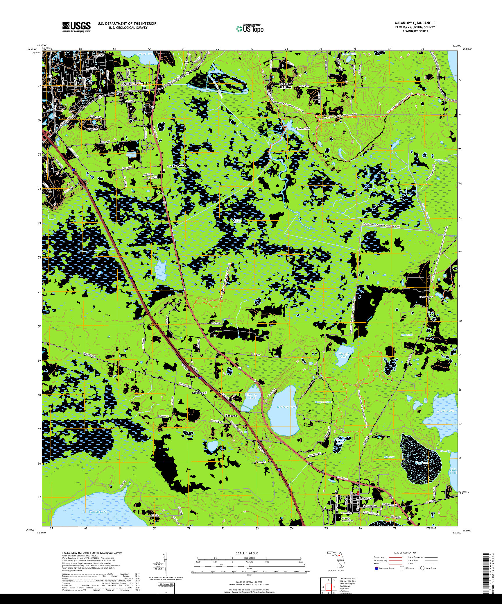 USGS US TOPO 7.5-MINUTE MAP FOR MICANOPY, FL 2021