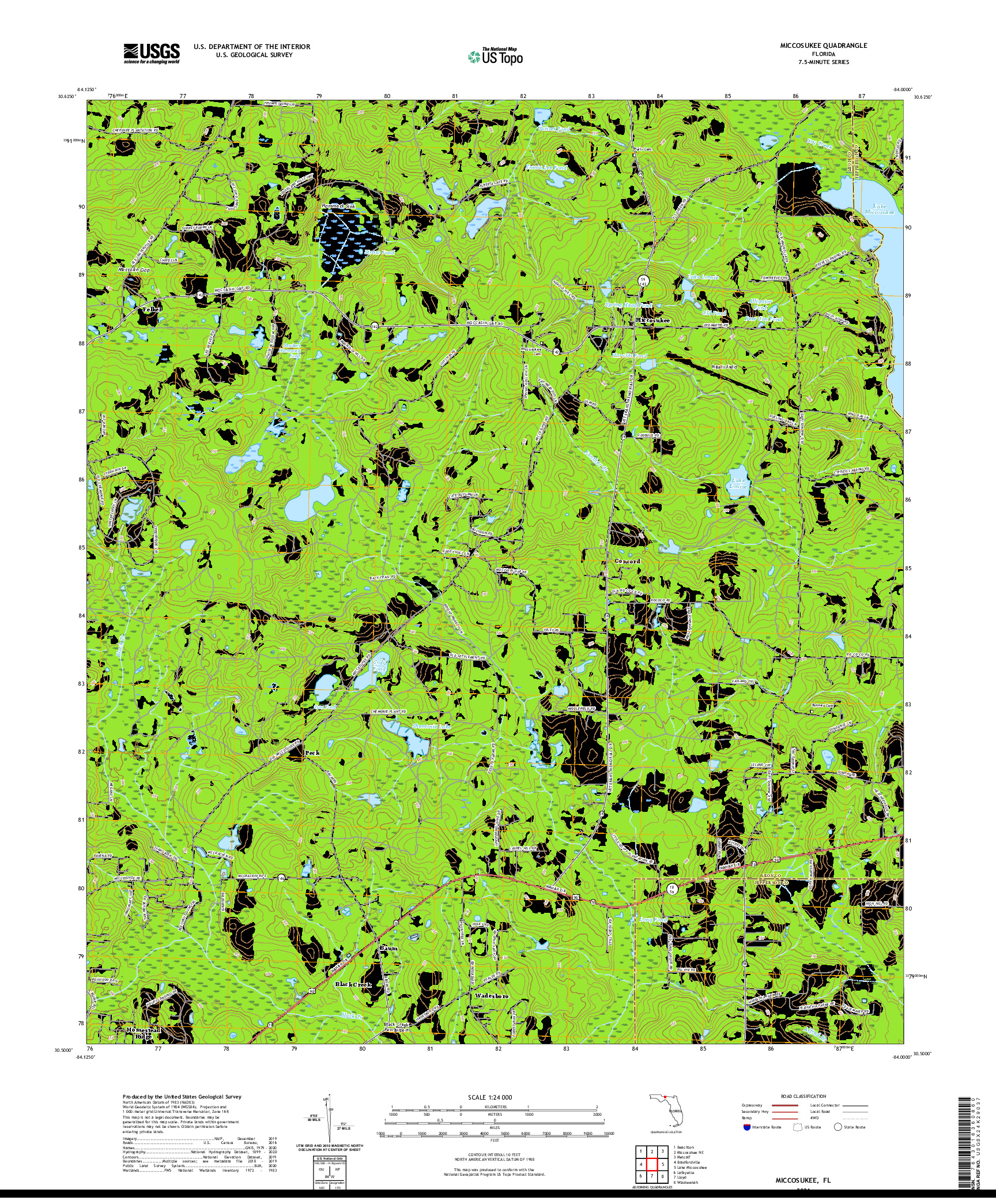 USGS US TOPO 7.5-MINUTE MAP FOR MICCOSUKEE, FL 2021