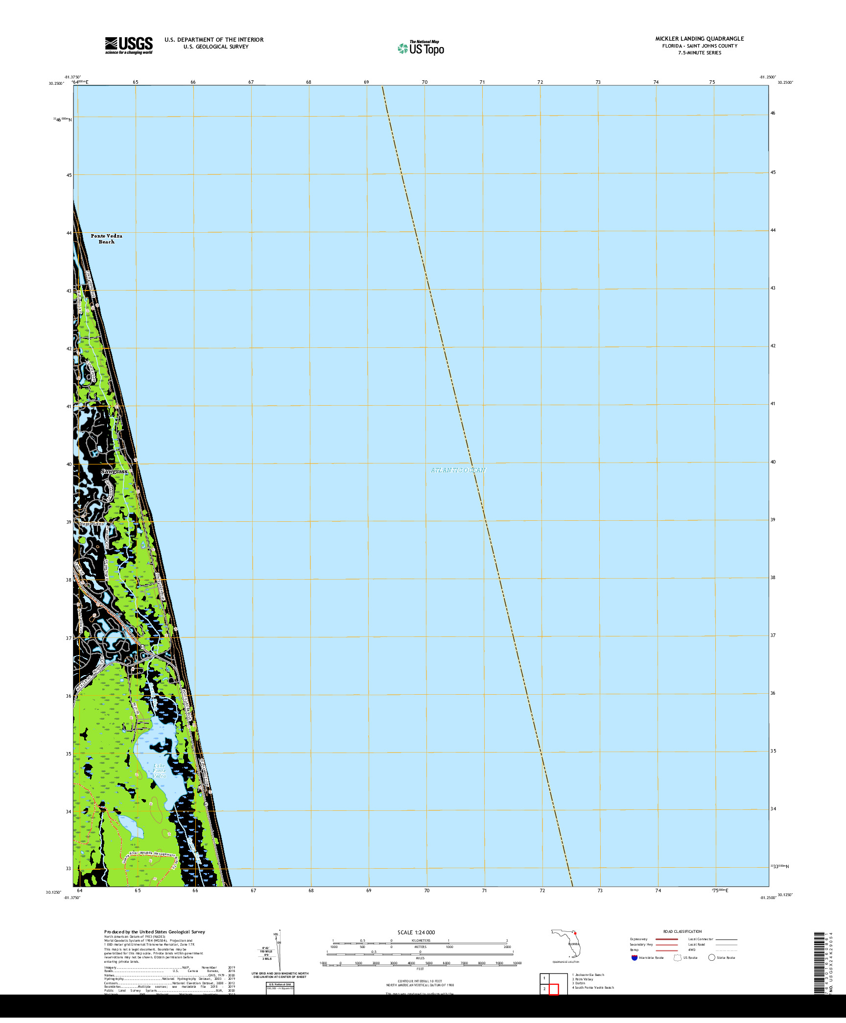 USGS US TOPO 7.5-MINUTE MAP FOR MICKLER LANDING, FL 2021