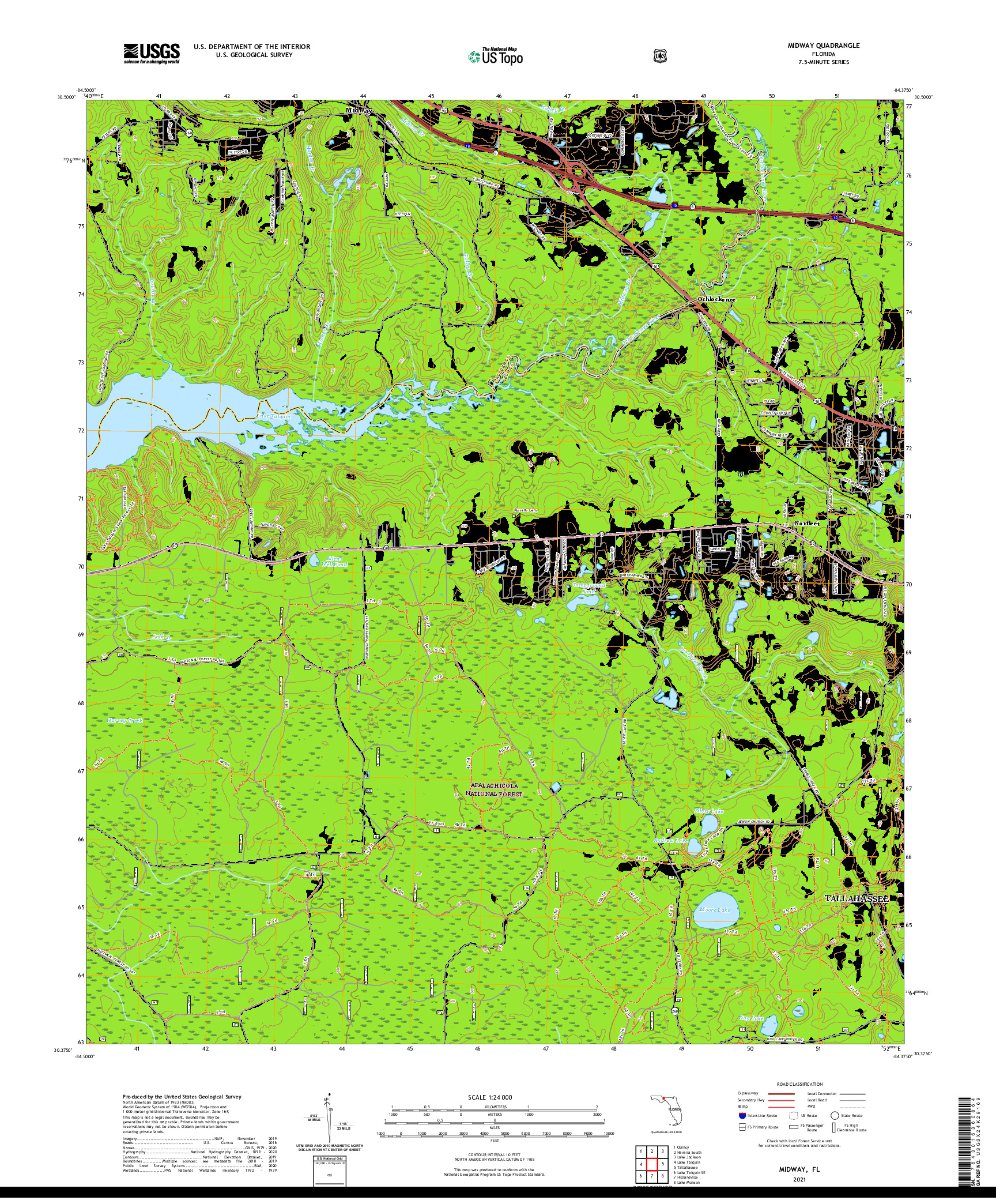 USGS US TOPO 7.5-MINUTE MAP FOR MIDWAY, FL 2021