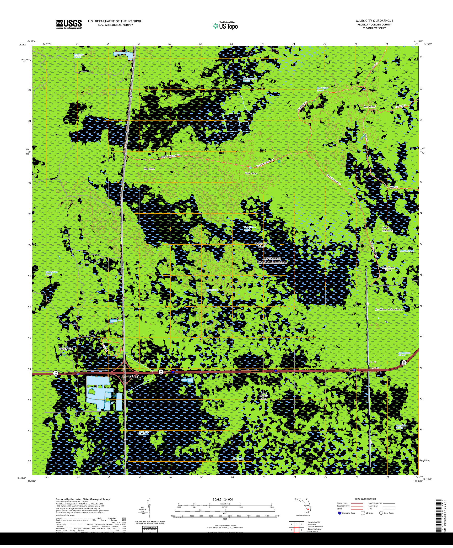 USGS US TOPO 7.5-MINUTE MAP FOR MILES CITY, FL 2021