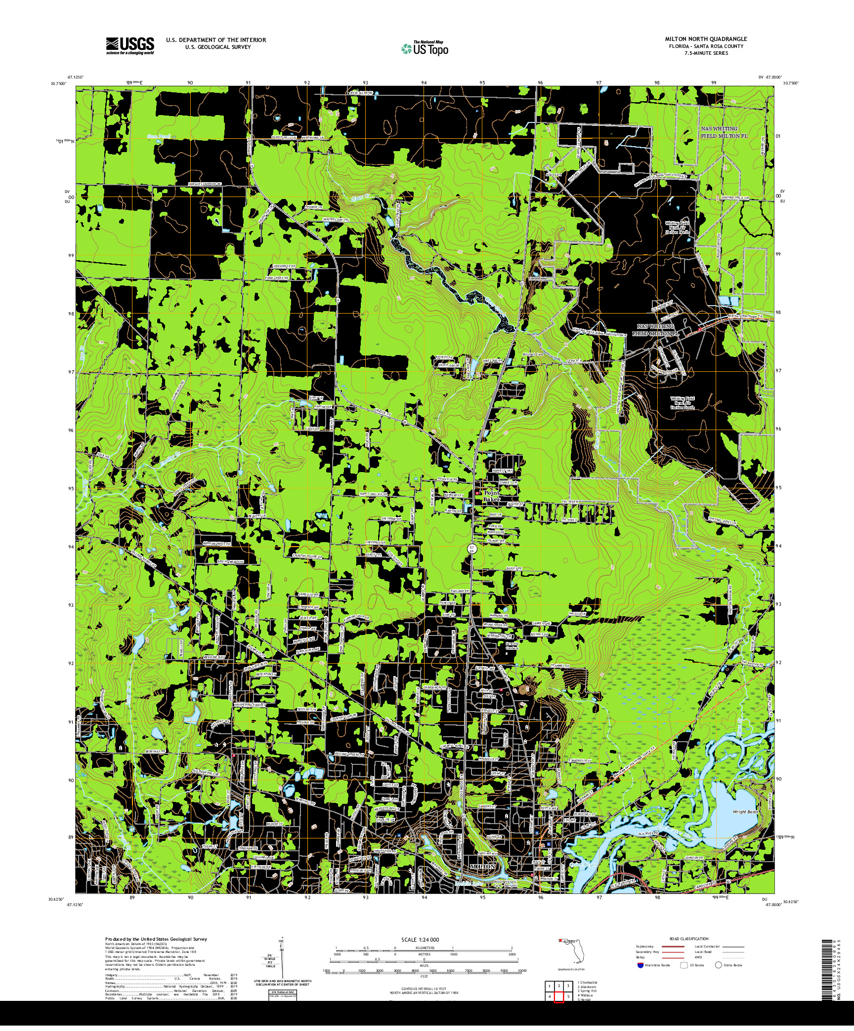 USGS US TOPO 7.5-MINUTE MAP FOR MILTON NORTH, FL 2021