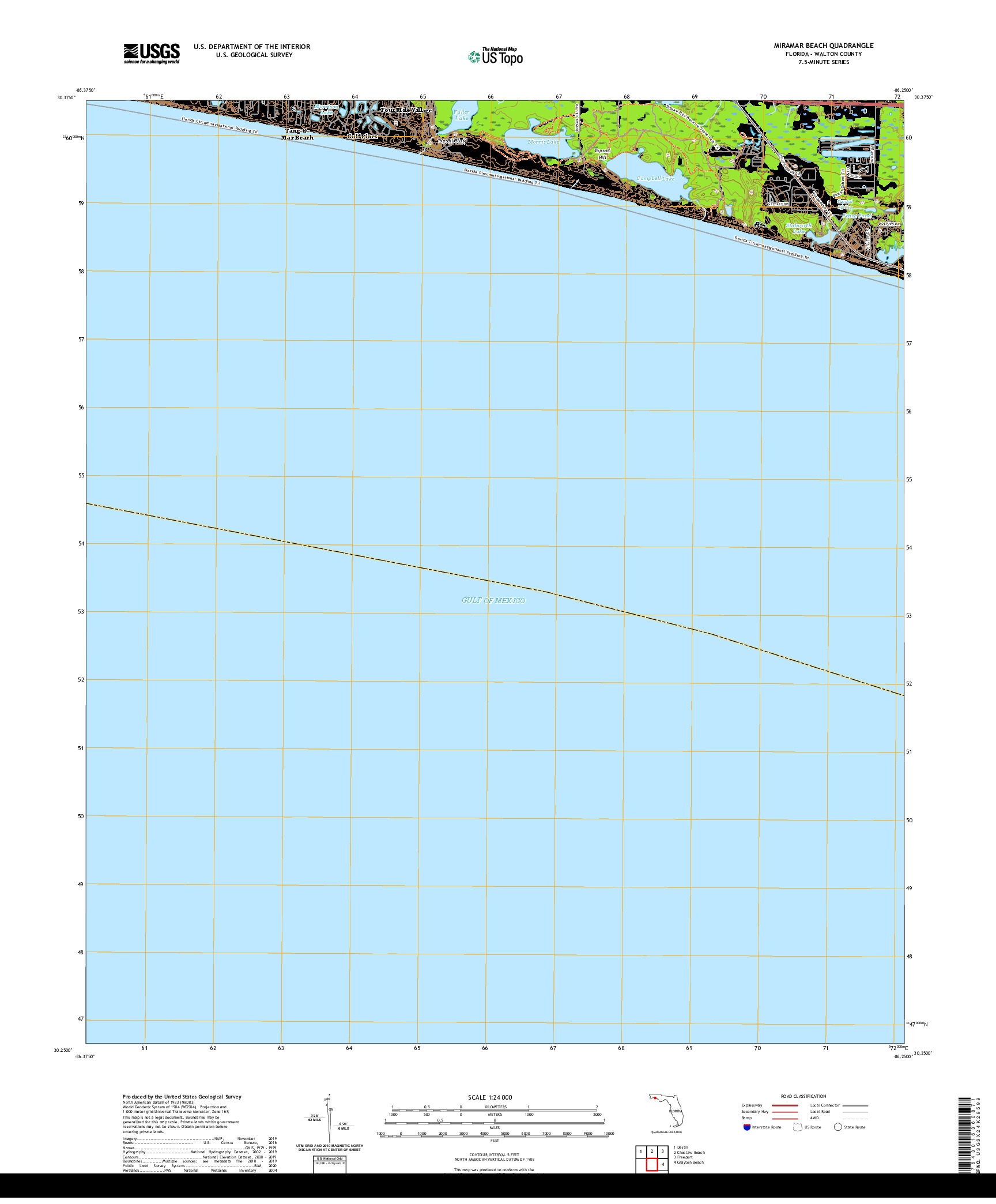 USGS US TOPO 7.5-MINUTE MAP FOR MIRAMAR BEACH, FL 2021