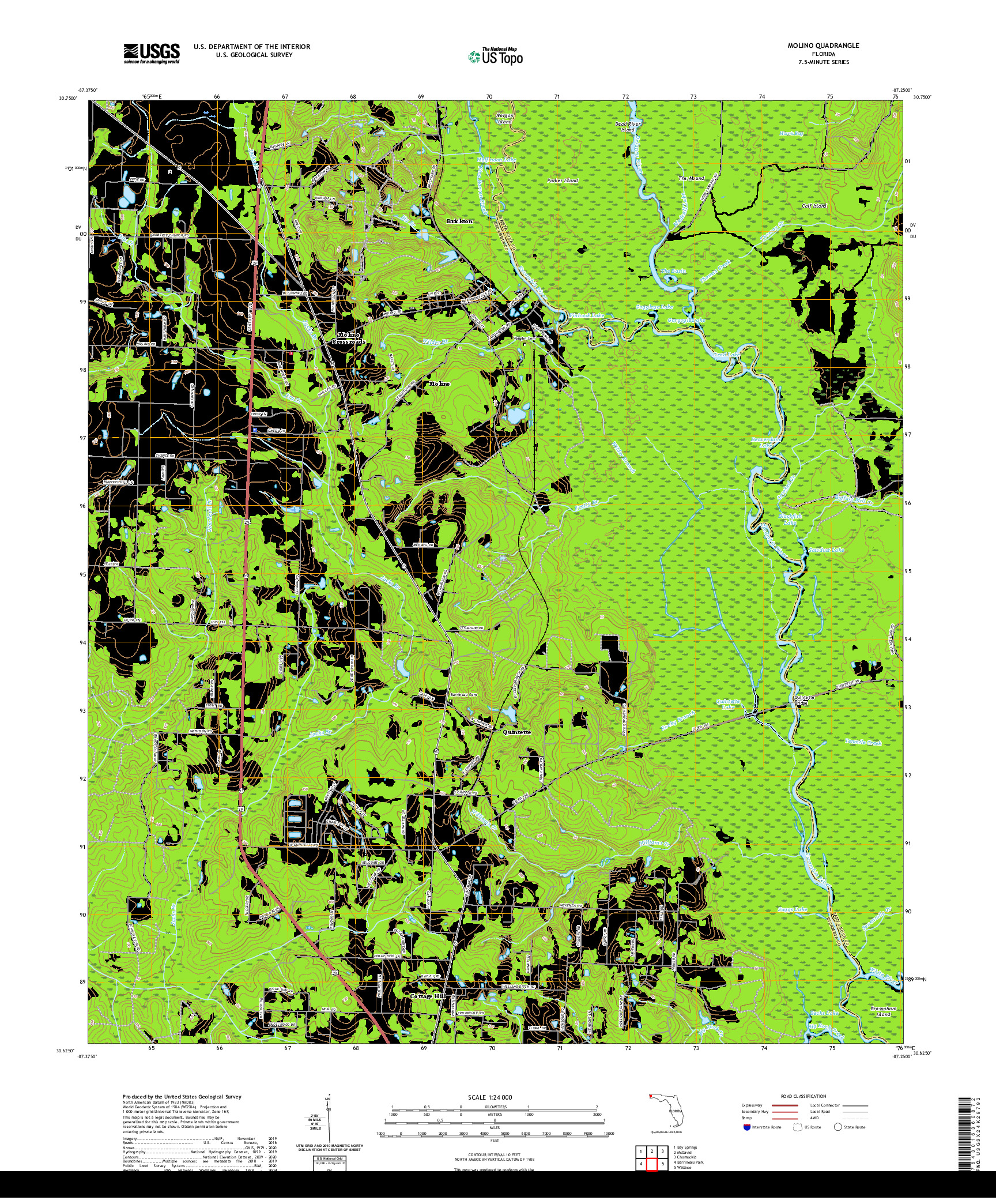 USGS US TOPO 7.5-MINUTE MAP FOR MOLINO, FL 2021