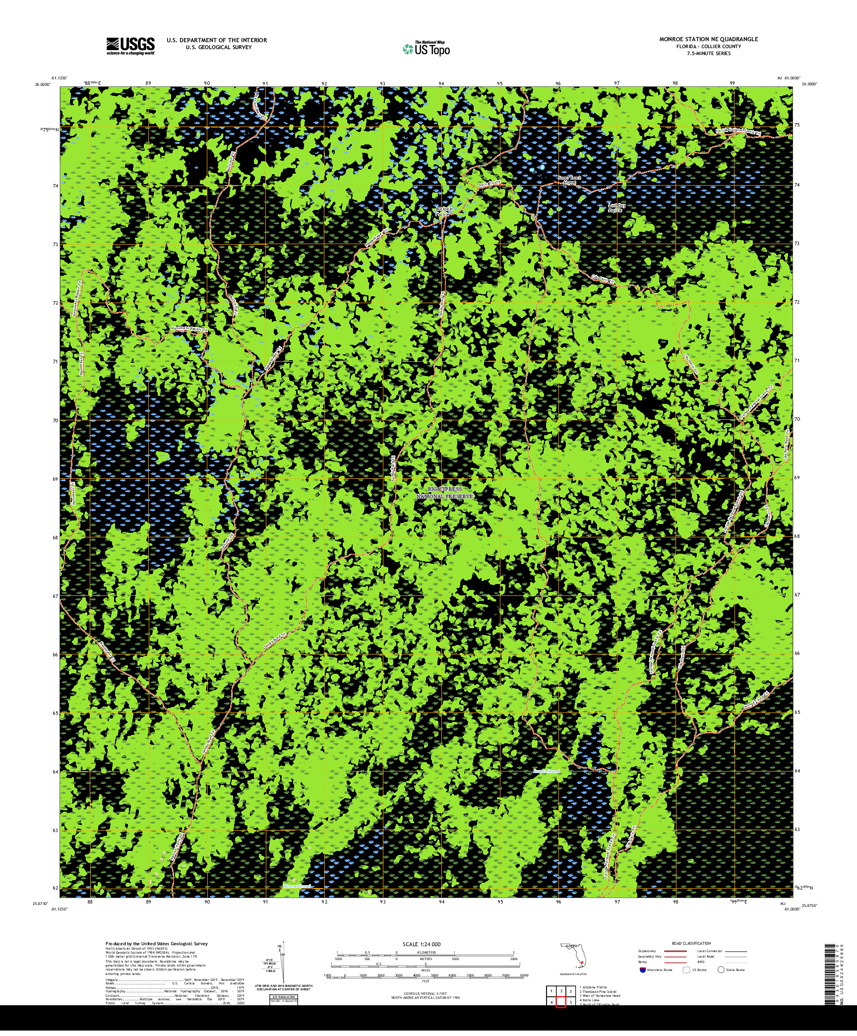 USGS US TOPO 7.5-MINUTE MAP FOR MONROE STATION NE, FL 2021