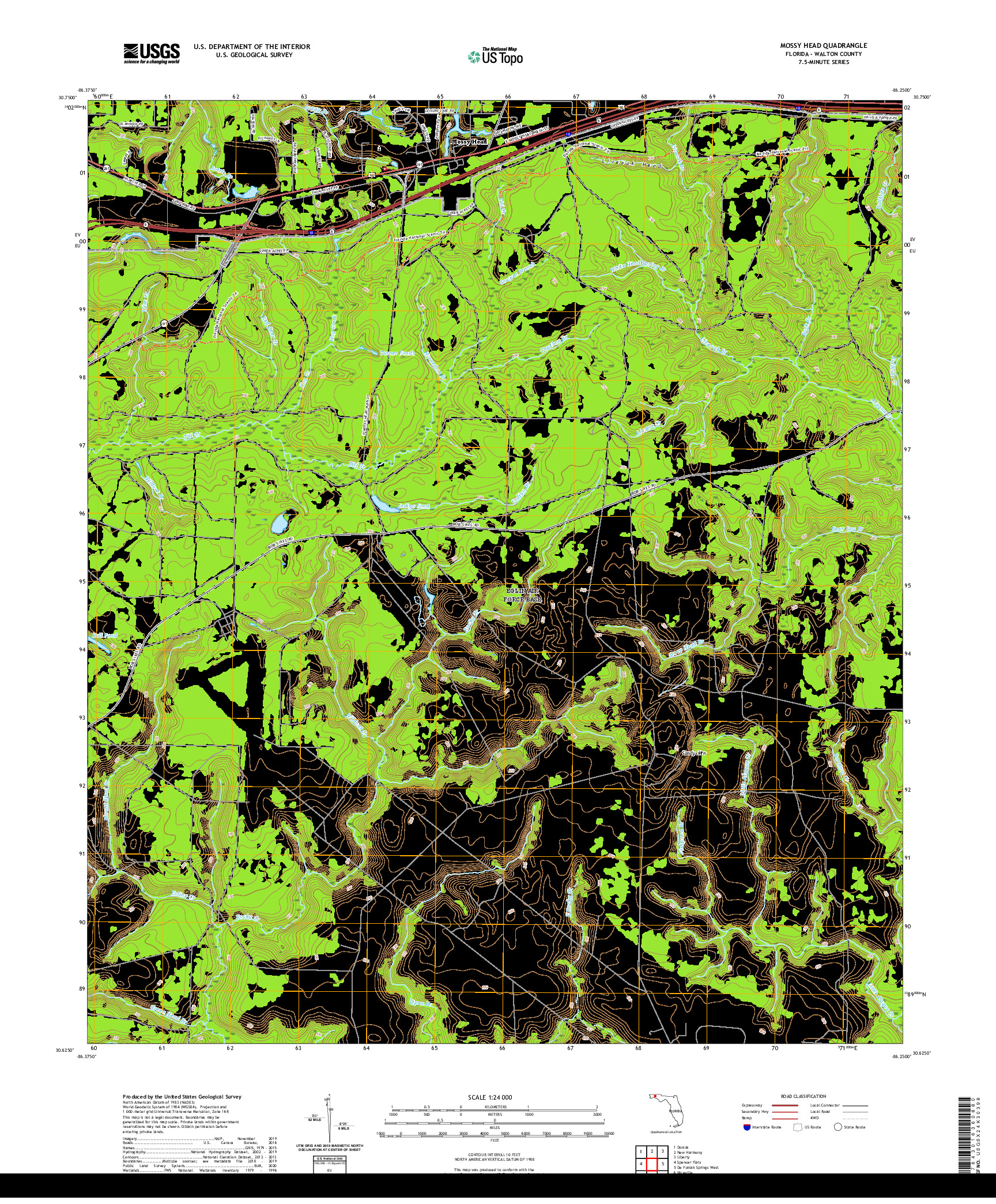 USGS US TOPO 7.5-MINUTE MAP FOR MOSSY HEAD, FL 2021