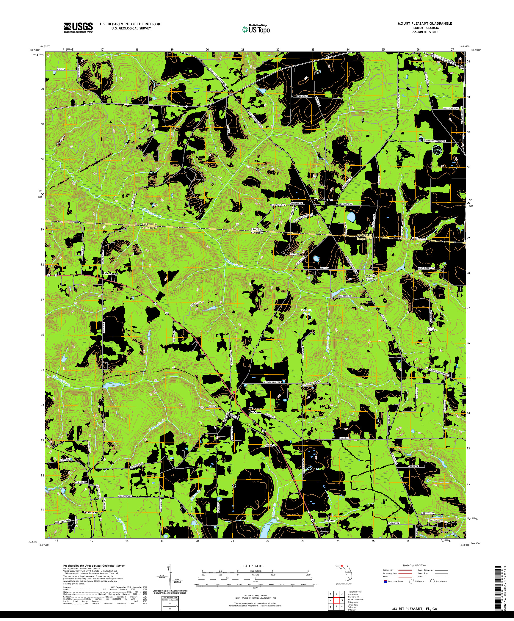 USGS US TOPO 7.5-MINUTE MAP FOR MOUNT PLEASANT, FL,GA 2021