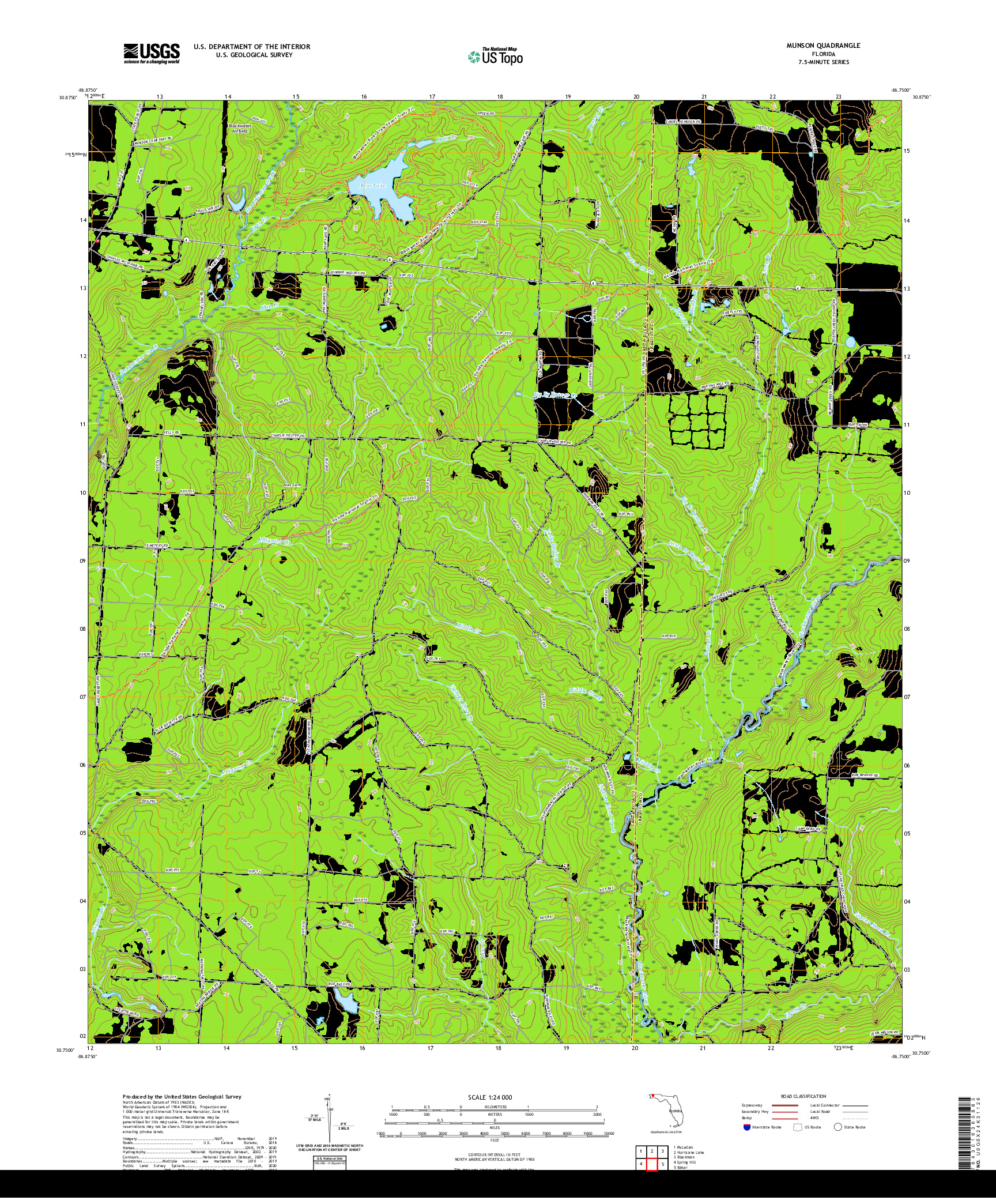 USGS US TOPO 7.5-MINUTE MAP FOR MUNSON, FL 2021