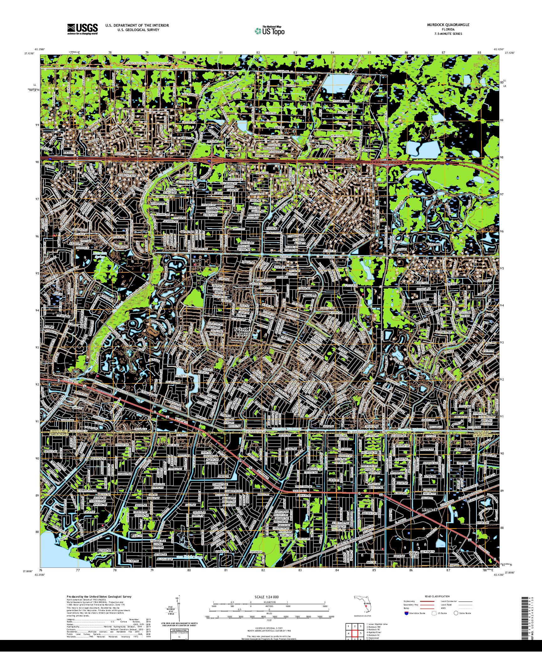 USGS US TOPO 7.5-MINUTE MAP FOR MURDOCK, FL 2021