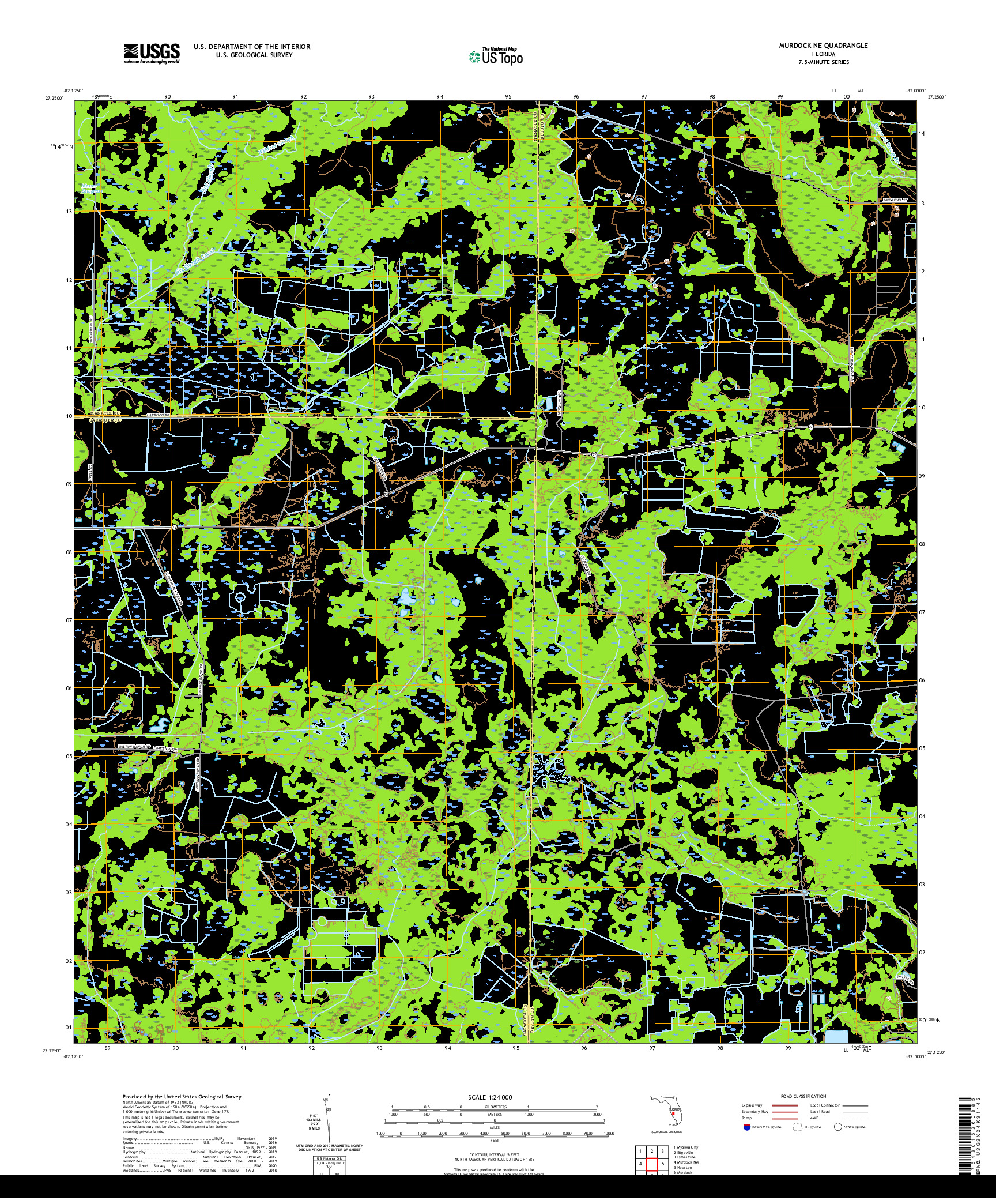 USGS US TOPO 7.5-MINUTE MAP FOR MURDOCK NE, FL 2021